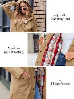 Foto 5 | Chaqueta Impermeable Para Mujer, Impermeable, Ligera, Con Capucha, Rompevientos (camel, Talla Xxl) - Venta Internaciona