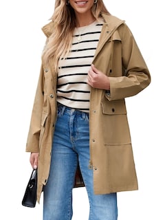 Foto 7 | Chaqueta Impermeable Para Mujer, Impermeable, Ligera, Con Capucha, Rompevientos (camel, Talla Xxl) - Venta Internaciona