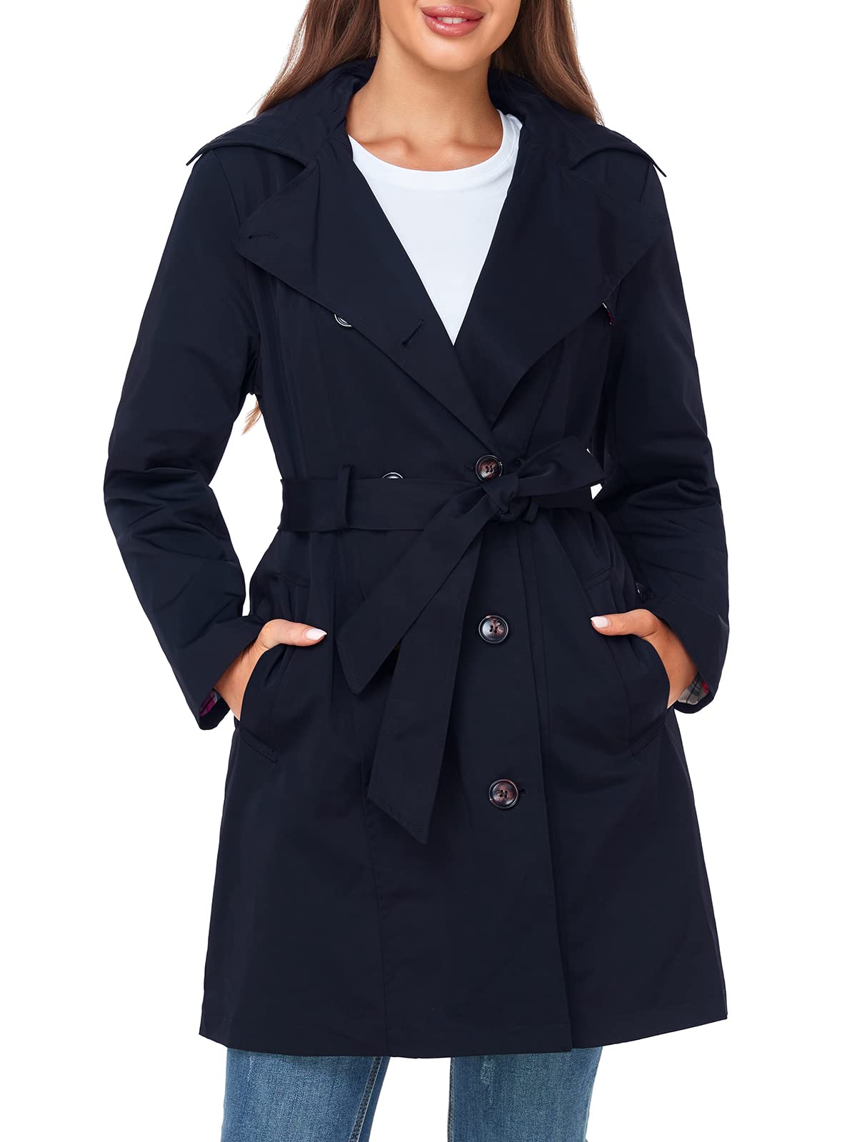 Foto 2 pulgar | Gabardina Saphirose Para Mujer, Resistente Al Agua, Con Capucha Extraíble - Venta Internacional.