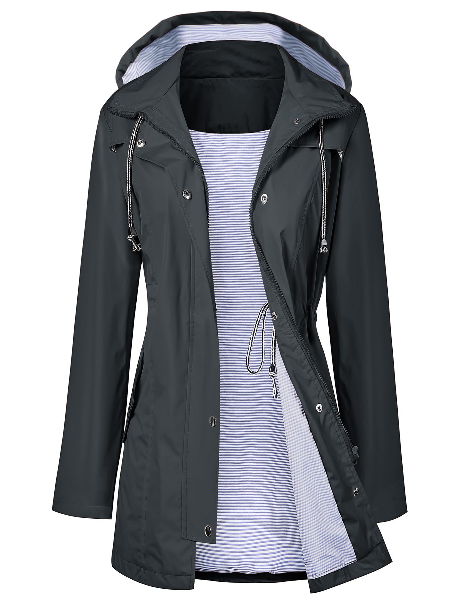Foto 2 pulgar | Gabardina Impermeable Lomon Con Capucha Larga Para Mujer - Venta Internacional.