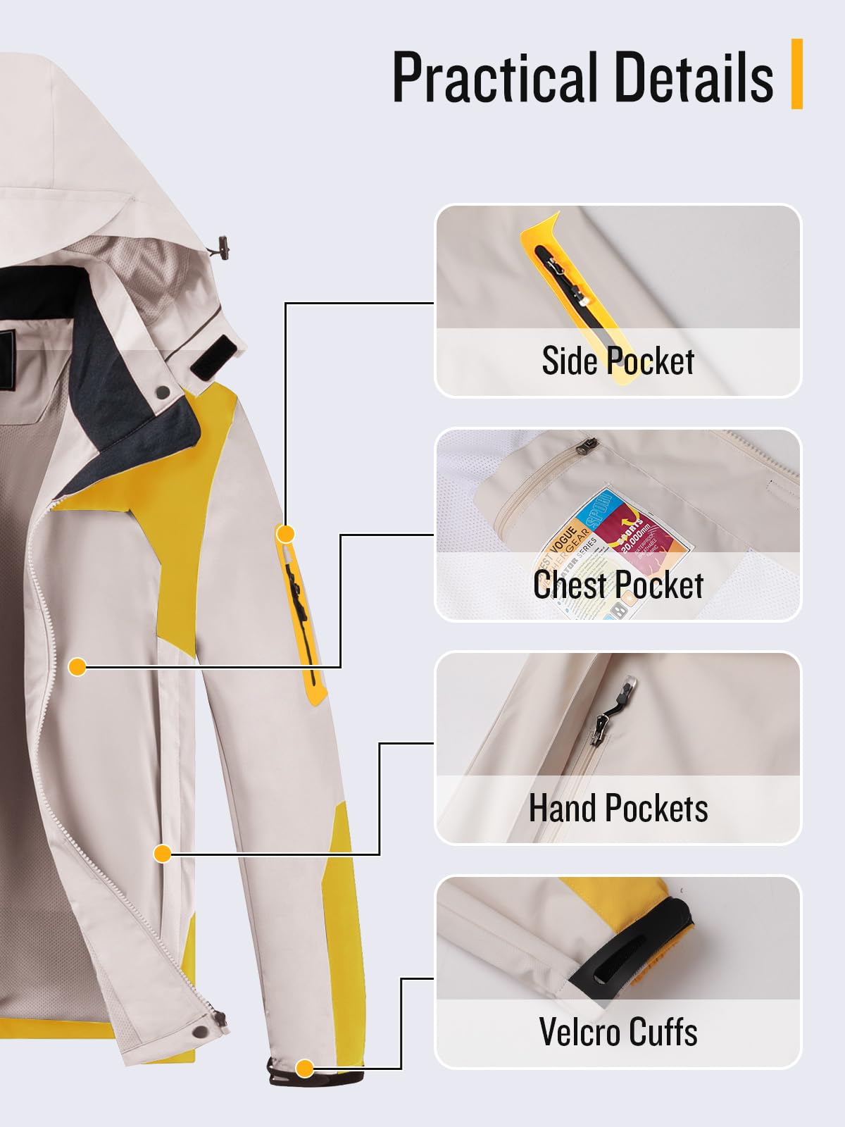 Foto 6 pulgar | Chubasquero Saphirose Impermeable Para Mujer, Color Amarillo, Talla Xl - Venta Internacional.