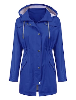 Foto 2 | Gabardina Impermeable Lomon Con Capucha Larga Para Mujer, Azul Xl - Venta Internacional.