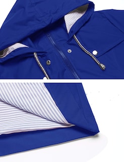 Foto 4 | Gabardina Impermeable Lomon Con Capucha Larga Para Mujer, Azul Xl - Venta Internacional.