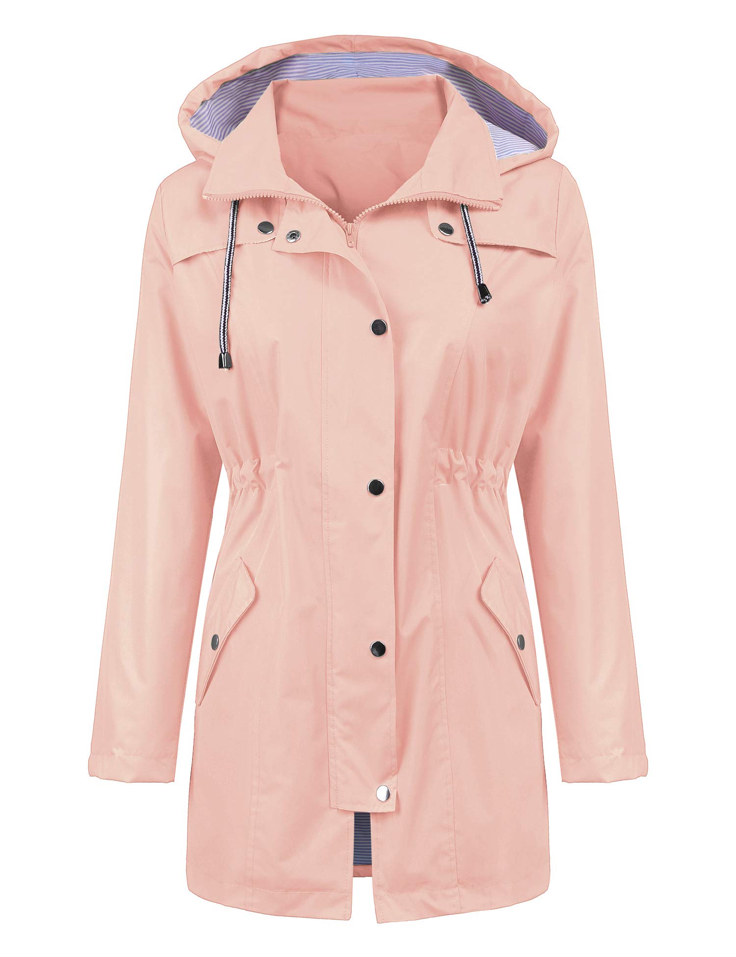 Foto 2 | Gabardina Impermeable Lomon Con Capucha Larga Para Mujer, Color Rosa - Venta Internacional.