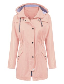 Foto 2 | Gabardina Impermeable Lomon Con Capucha Larga Para Mujer, Color Rosa - Venta Internacional.