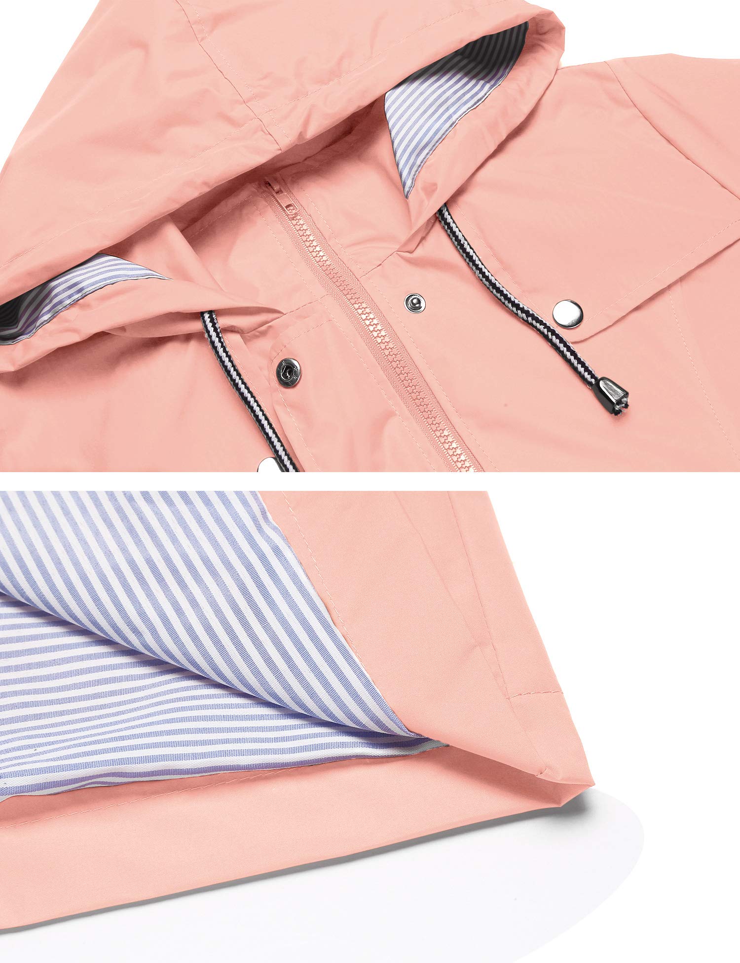 Foto 4 | Gabardina Impermeable Lomon Con Capucha Larga Para Mujer, Color Rosa - Venta Internacional.
