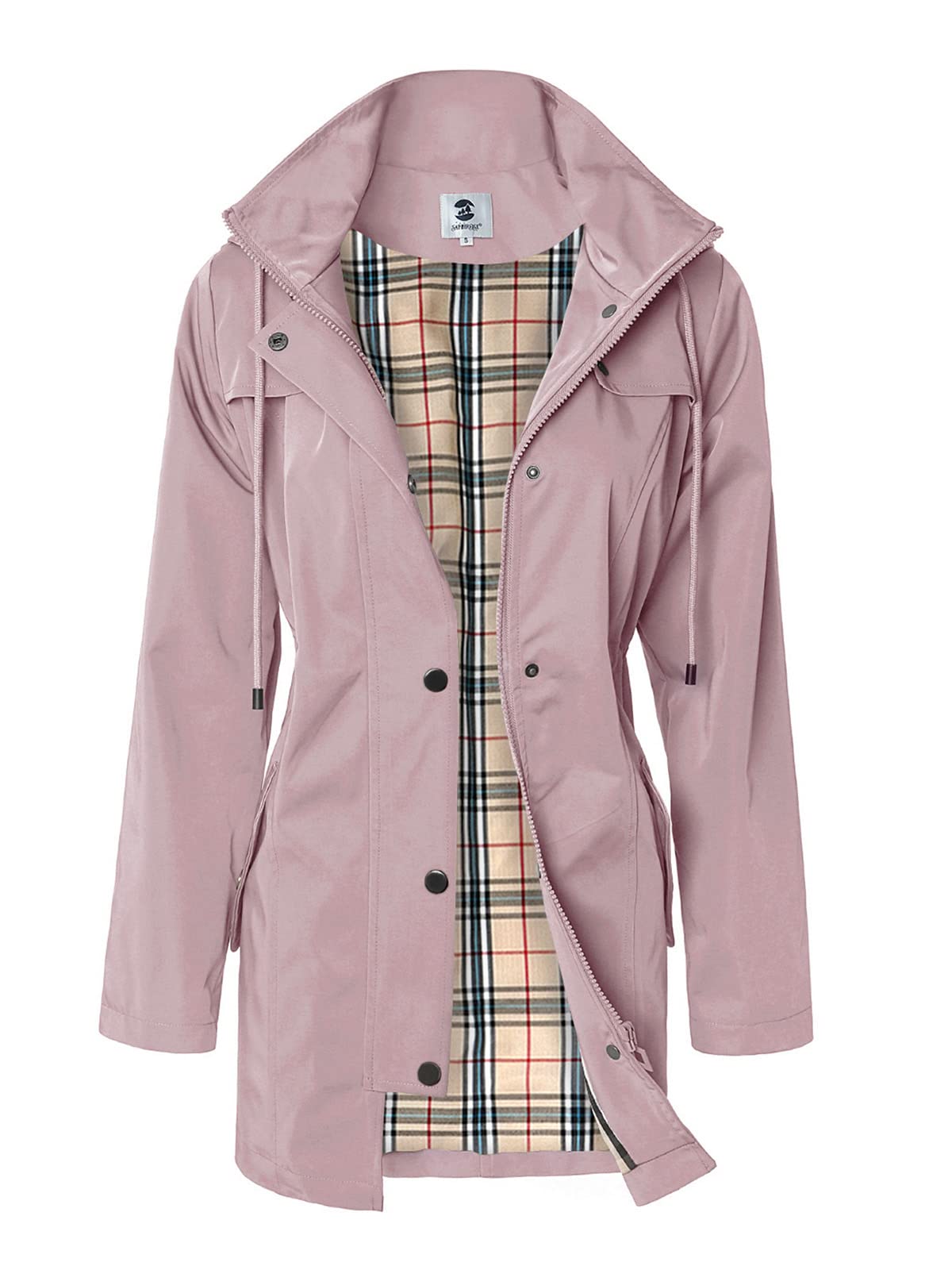 Foto 2 pulgar | Chaqueta Impermeable Saphirose Para Mujer, Larga, Con Capucha, Para Exteriores, Rosa - Venta Internacional.