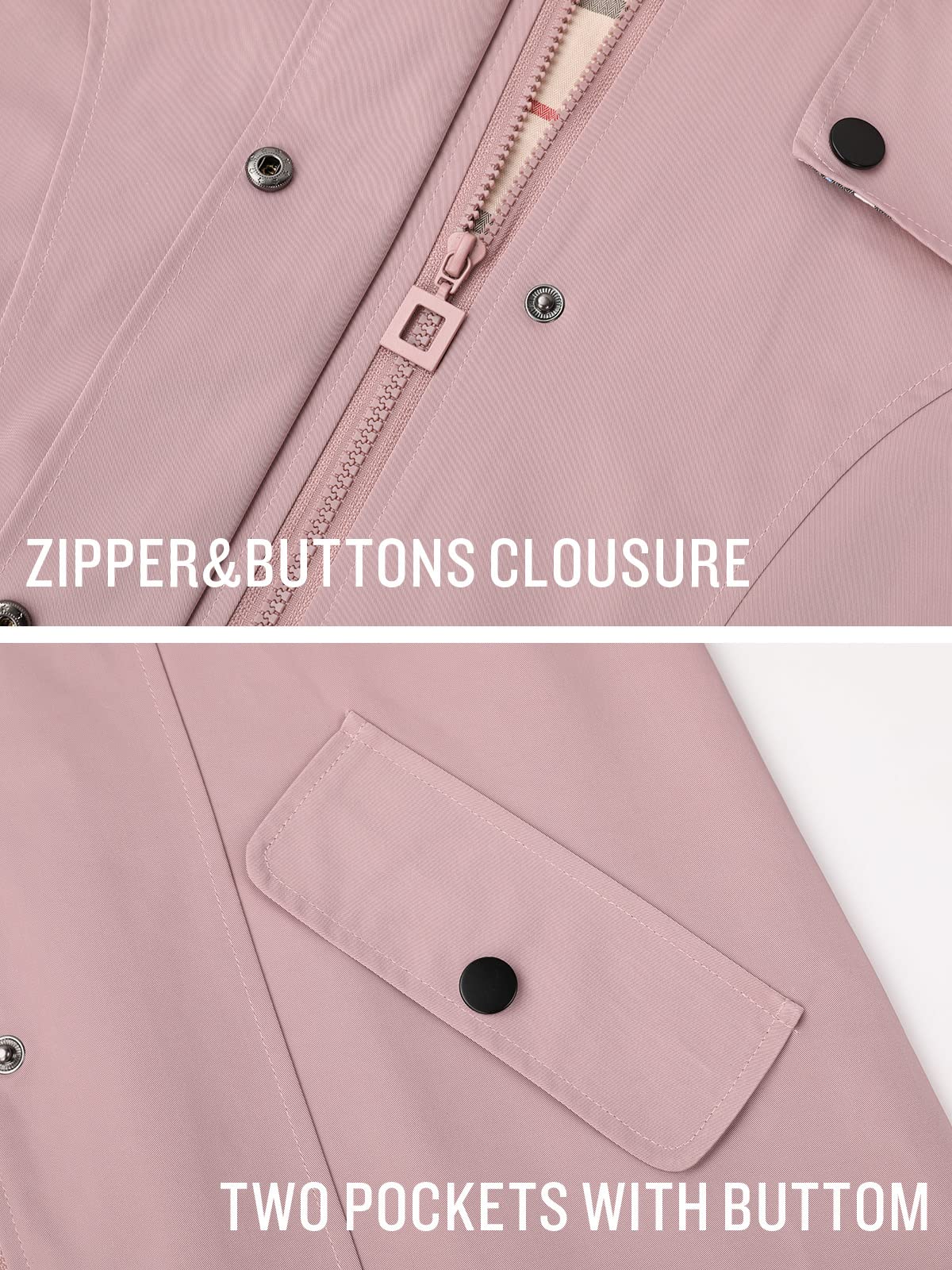 Foto 6 pulgar | Chaqueta Impermeable Saphirose Para Mujer, Larga, Con Capucha, Para Exteriores, Rosa - Venta Internacional.