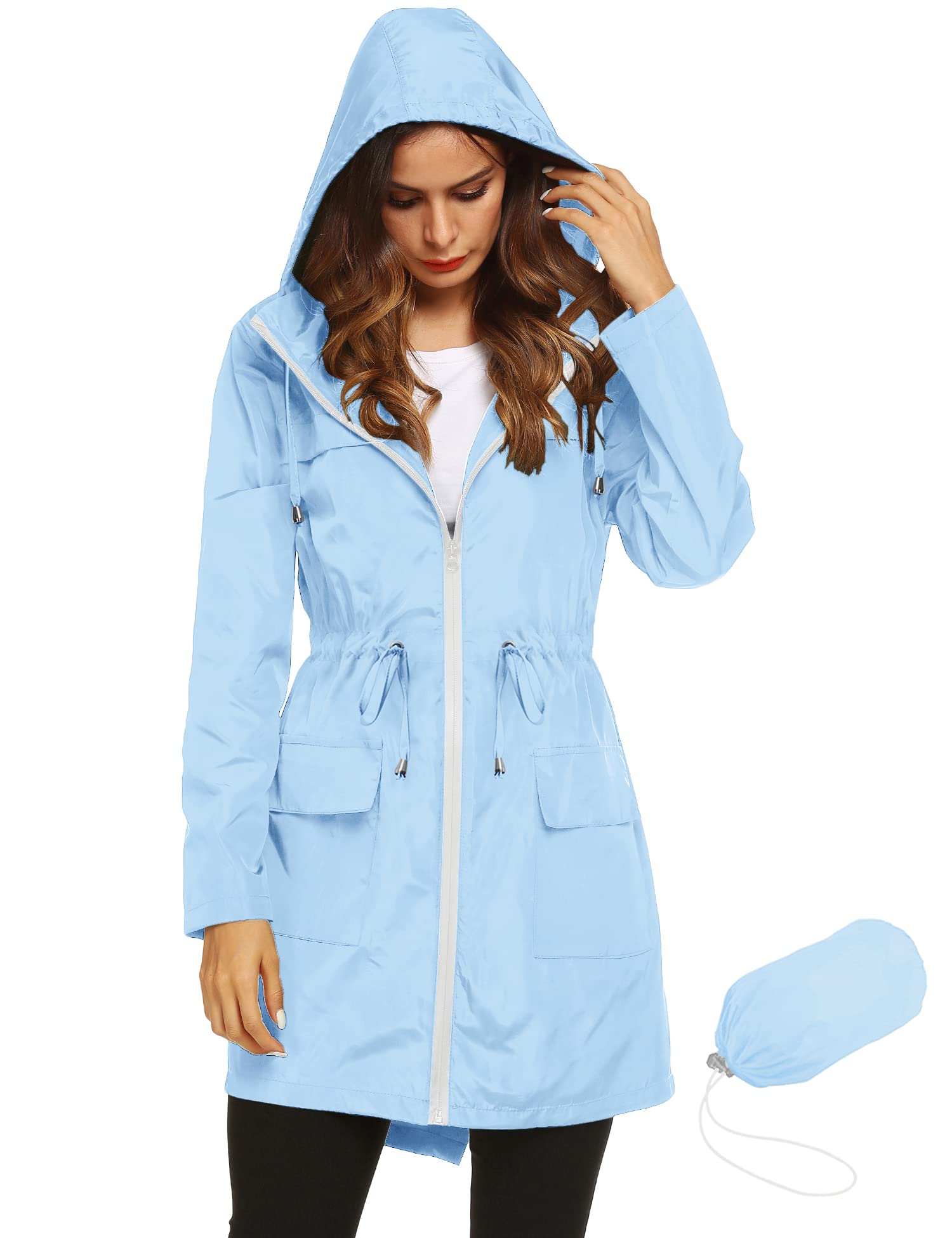 Foto 1 | Chubasquero Lomon, Ligero E Impermeable Para Mujer, Color Azul Claro - Venta Internacional.