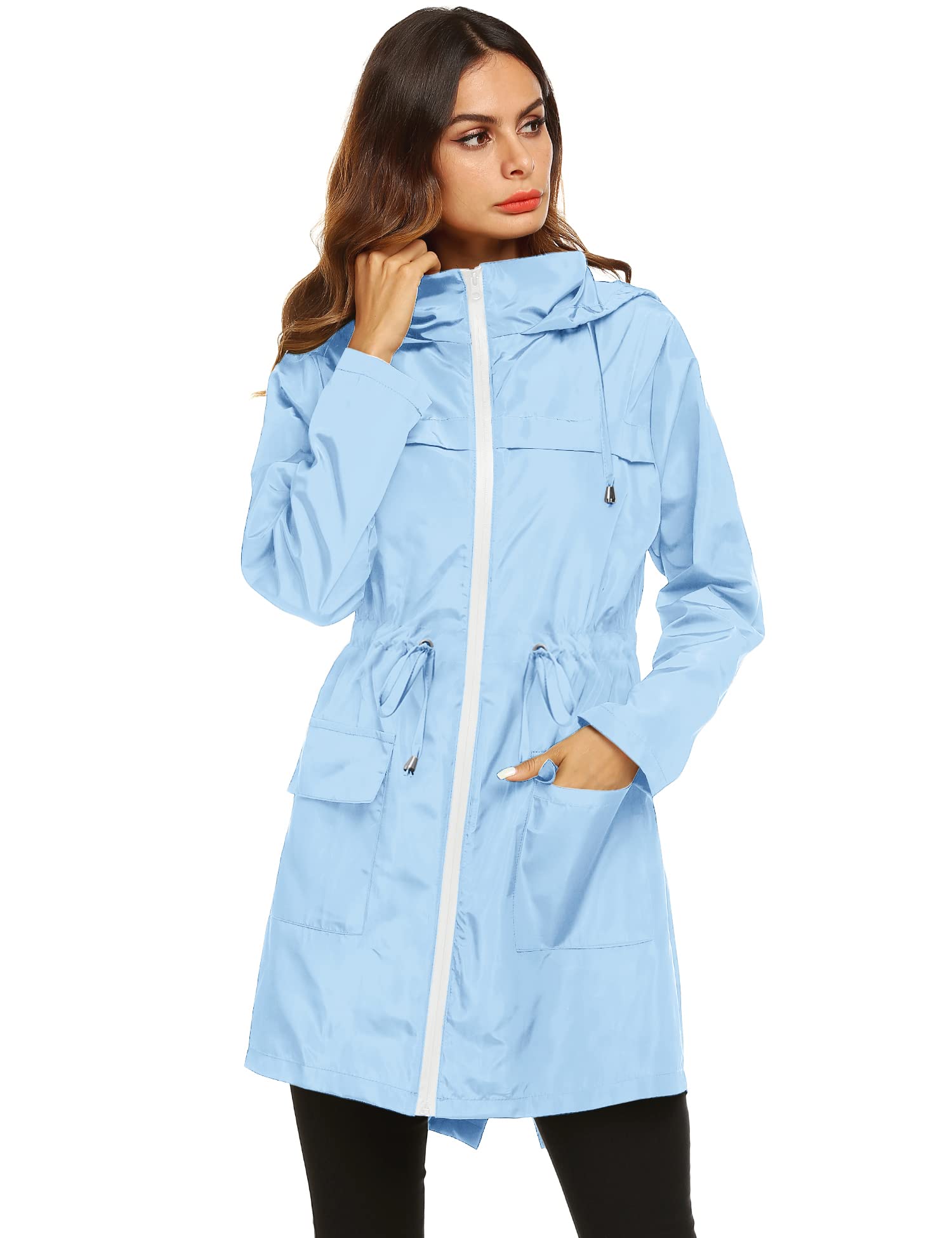 Foto 4 pulgar | Chubasquero Lomon, Ligero E Impermeable Para Mujer, Color Azul Claro - Venta Internacional.