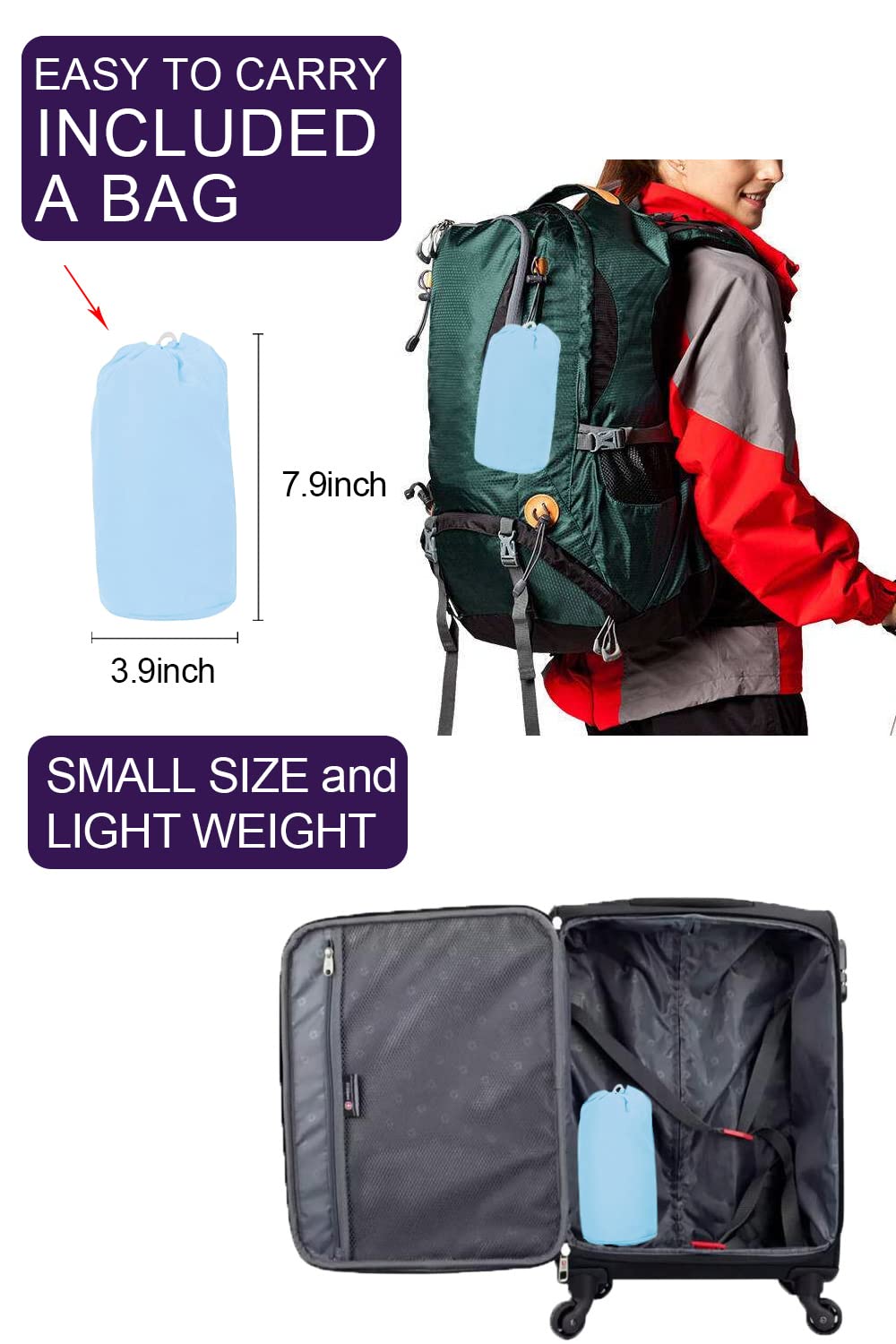 Foto 4 | Chubasquero Lomon, Ligero E Impermeable Para Mujer, Color Azul Claro - Venta Internacional.