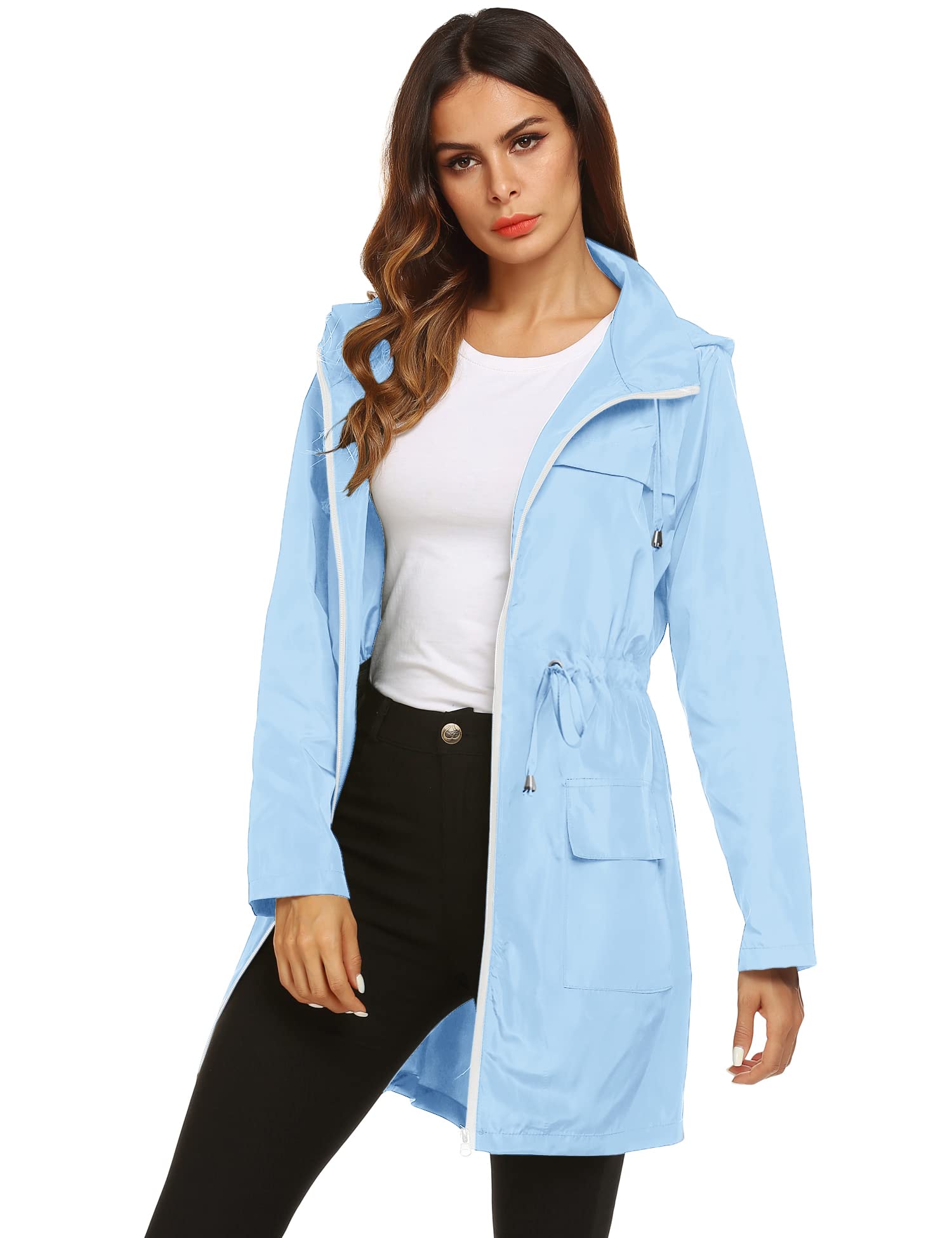 Foto 6 | Chubasquero Lomon, Ligero E Impermeable Para Mujer, Color Azul Claro - Venta Internacional.