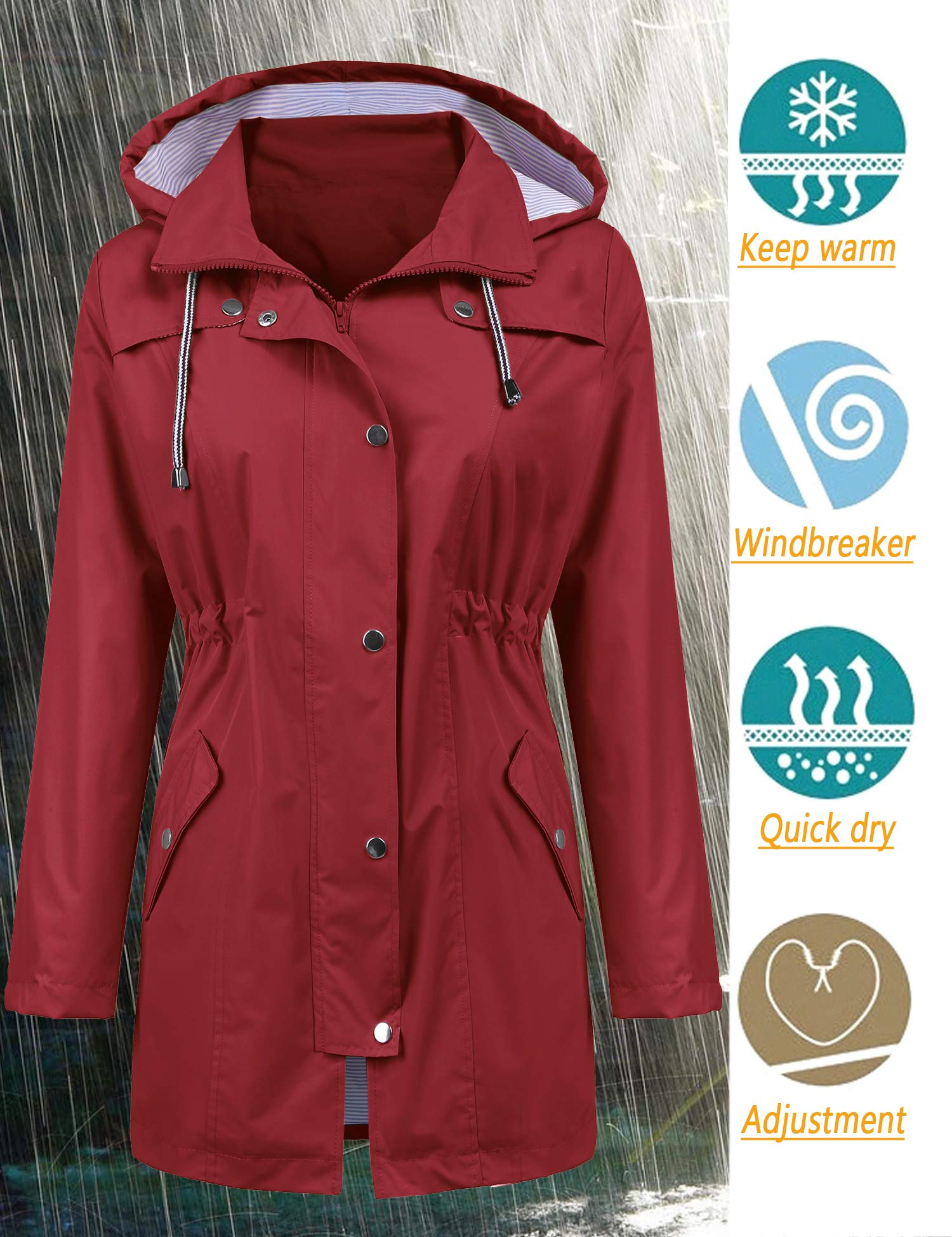 Foto 2 | Gabardina Impermeable Lomon Con Capucha Larga Para Mujer - Venta Internacional.