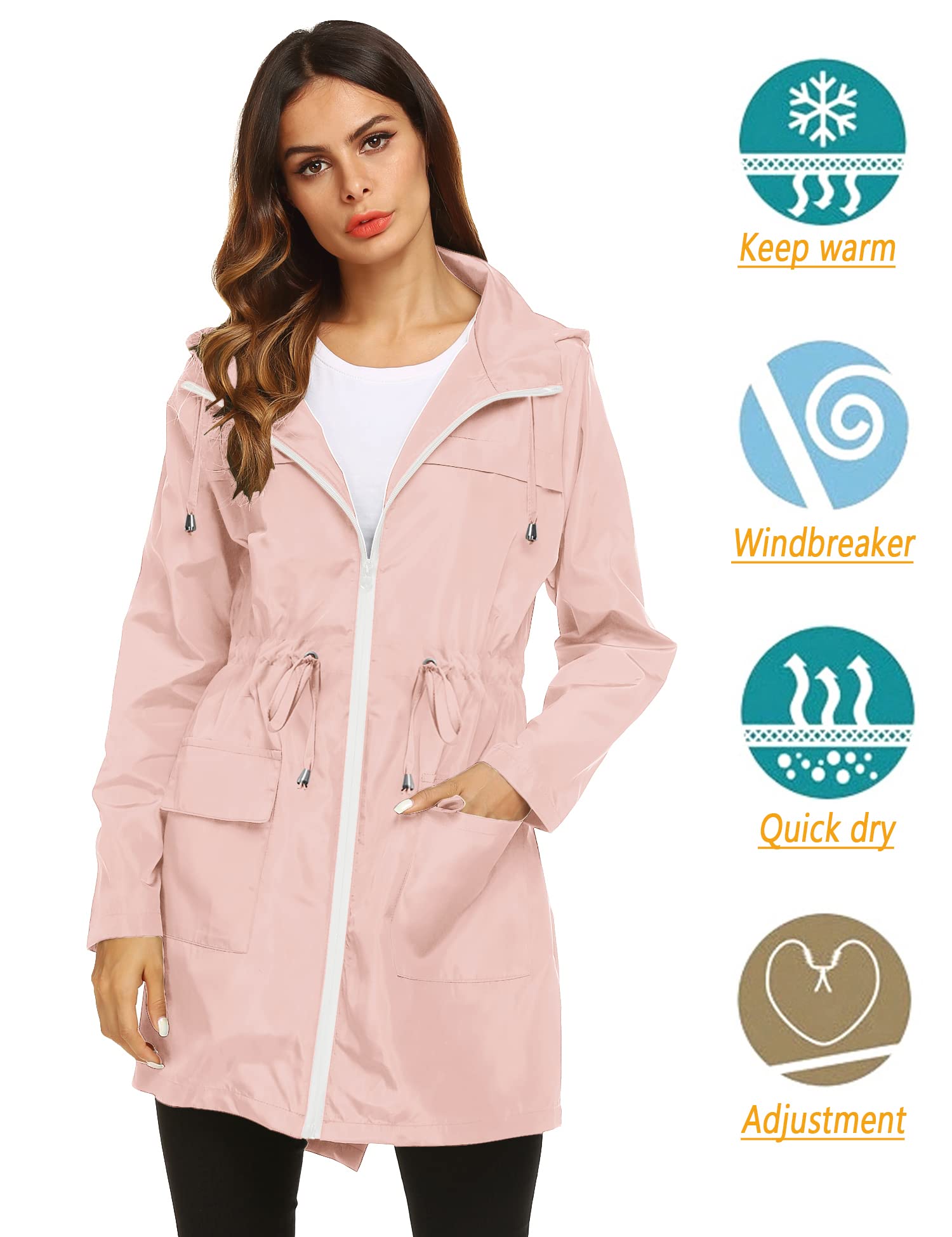 Foto 3 pulgar | Chubasquero Lomon Ligero E Impermeable Para Mujer Rosa M - Venta Internacional.