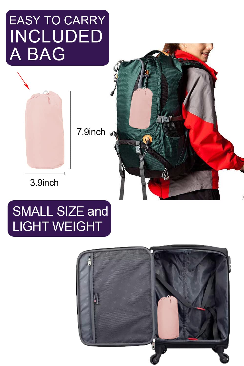 Foto 5 pulgar | Chubasquero Lomon Ligero E Impermeable Para Mujer Rosa M - Venta Internacional.