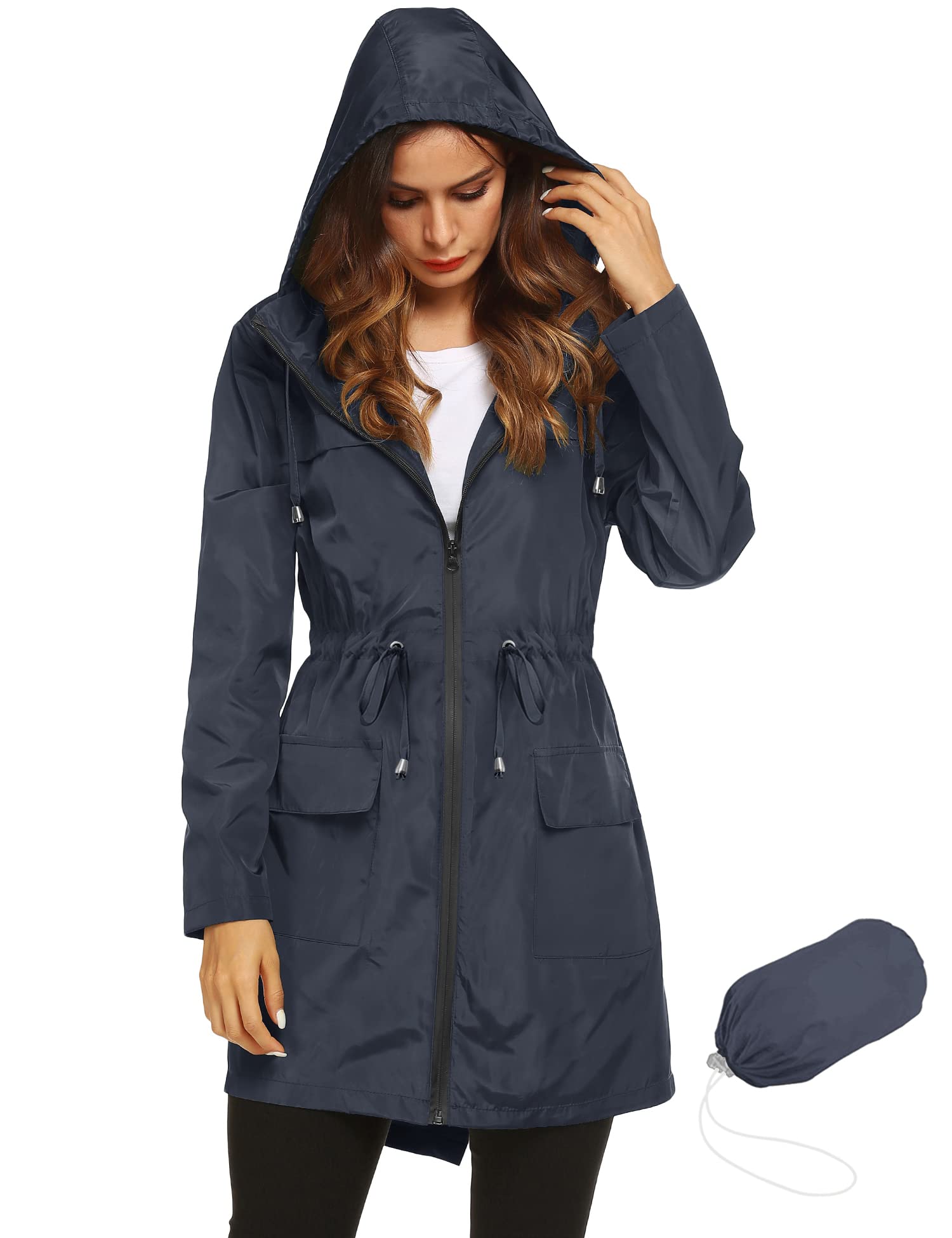 Foto 1 | Chubasquero Lomon, Ligero E Impermeable Para Mujer, Color Azul Marino - Venta Internacional.