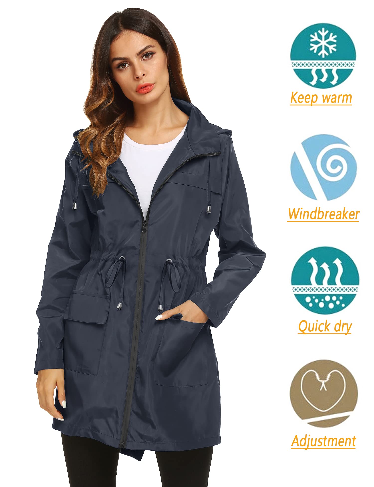 Foto 3 pulgar | Chubasquero Lomon, Ligero E Impermeable Para Mujer, Color Azul Marino - Venta Internacional.