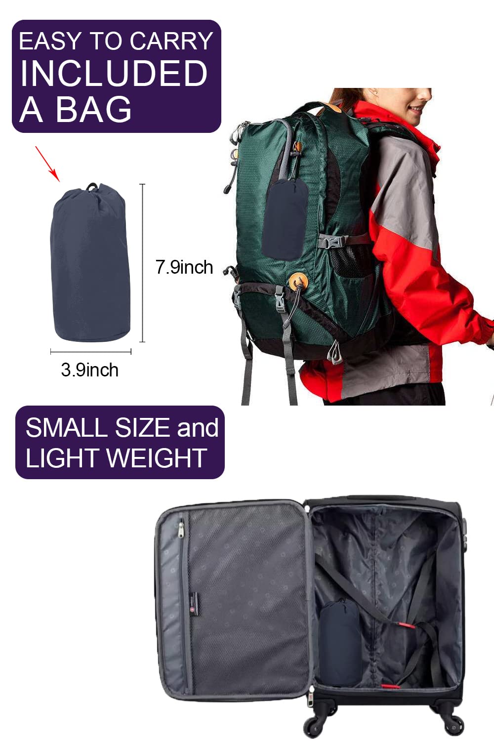 Foto 5 pulgar | Chubasquero Lomon, Ligero E Impermeable Para Mujer, Color Azul Marino - Venta Internacional.