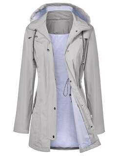 Foto 1 | Gabardina Impermeable Lomon Con Capucha Larga Para Mujer, Color Gris - Venta Internacional.