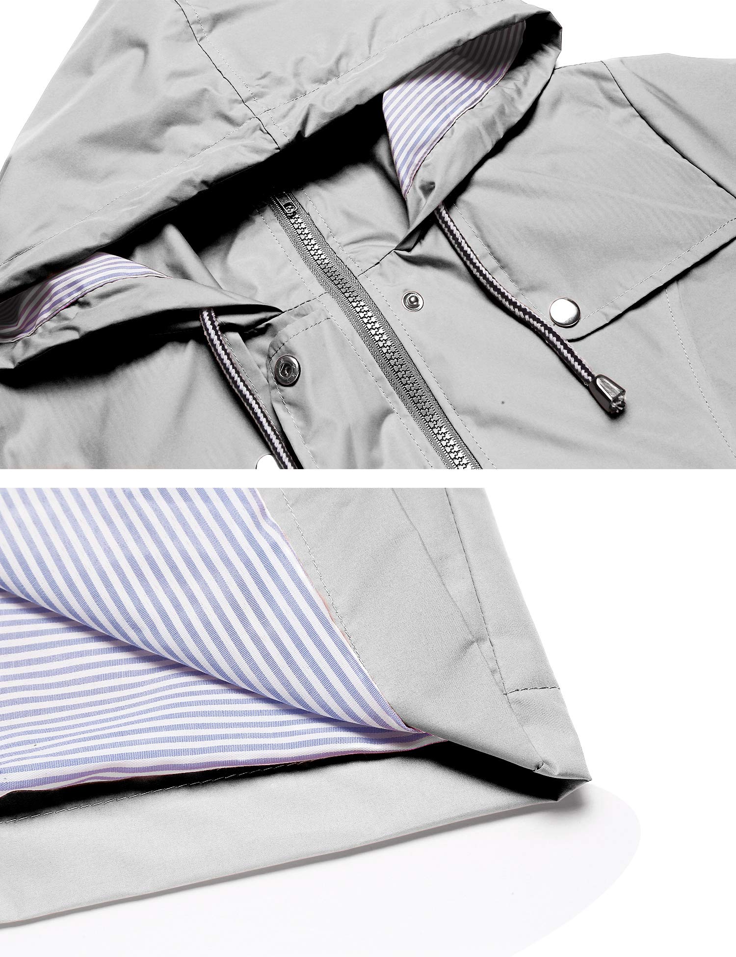 Foto 5 pulgar | Gabardina Impermeable Lomon Con Capucha Larga Para Mujer, Color Gris - Venta Internacional.