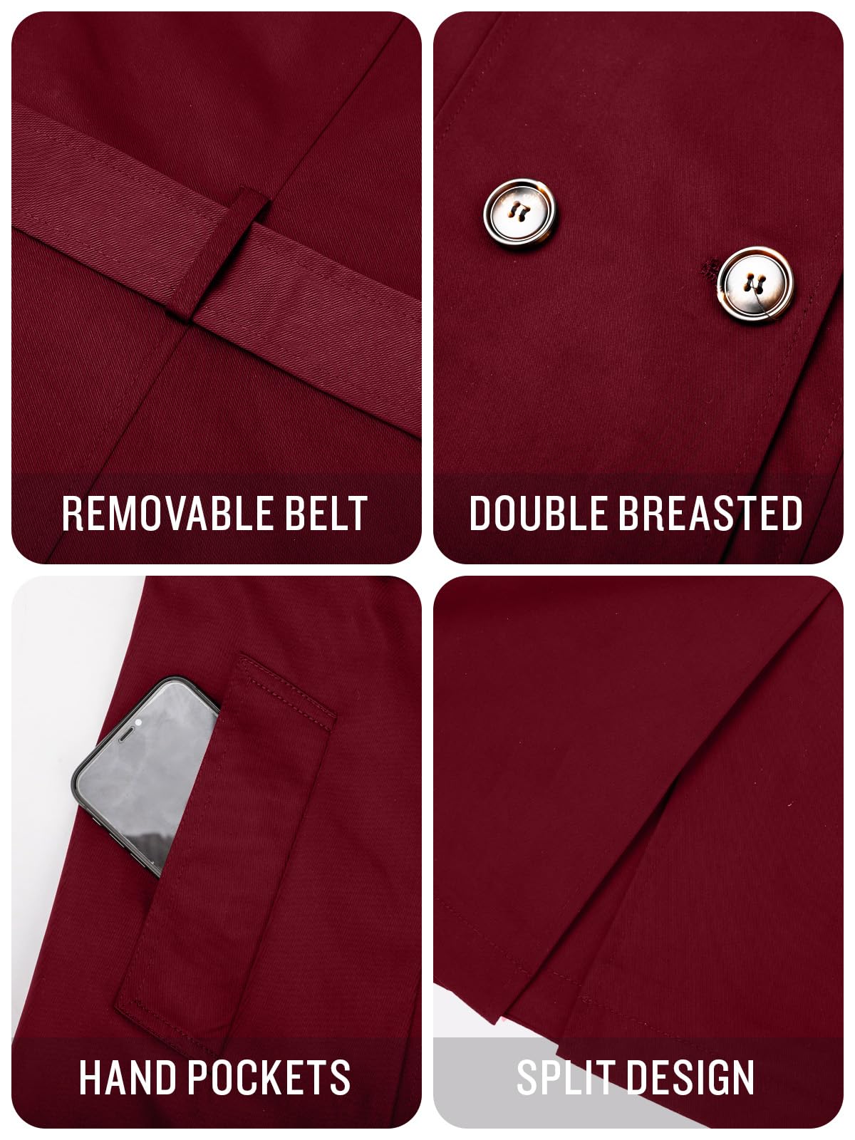 Foto 5 | Gabardina Saphirose Para Mujer, Resistente Al Agua, Con Capucha Extraíble - Venta Internacional.
