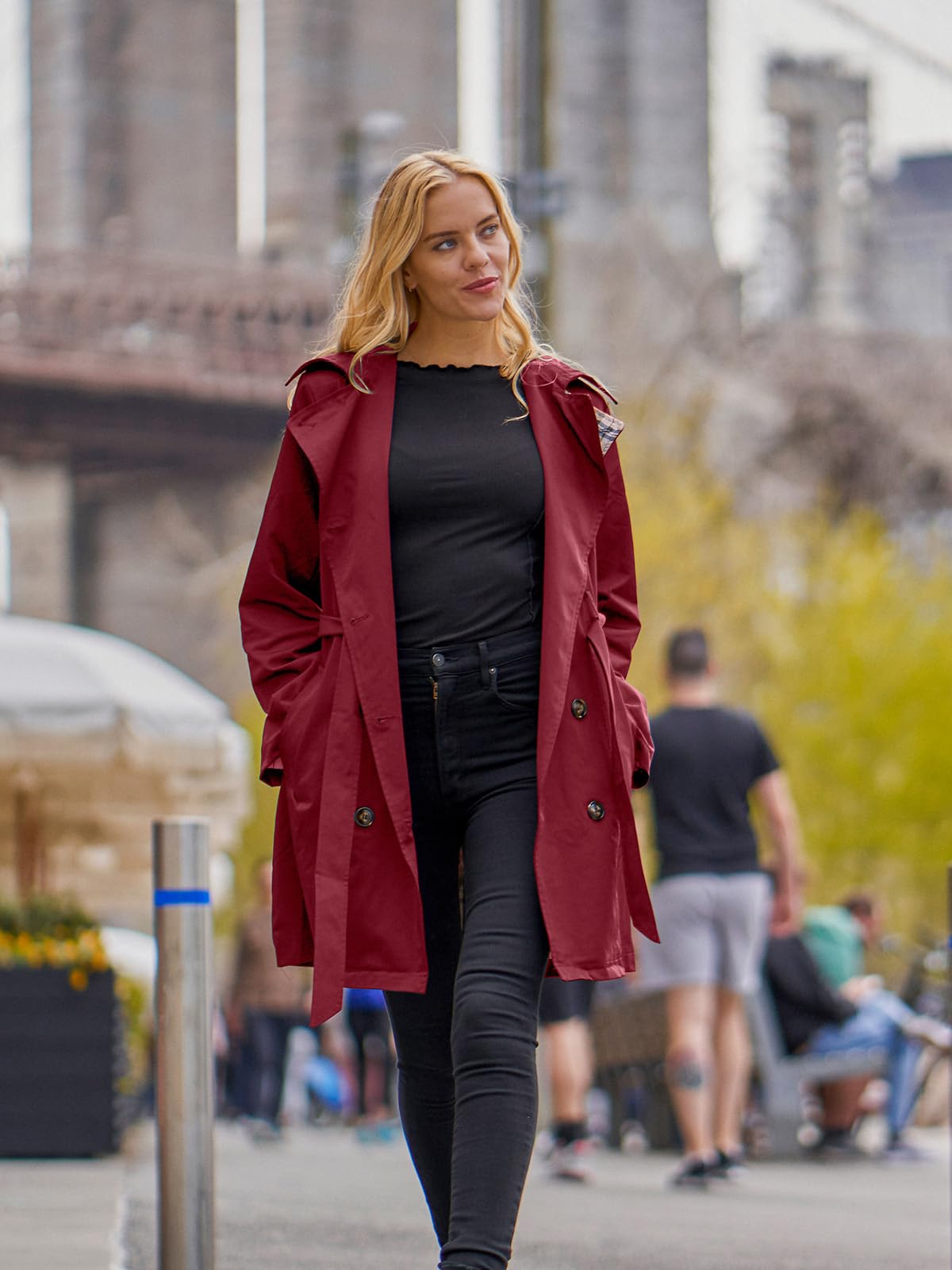 Foto 6 | Gabardina Saphirose Para Mujer, Resistente Al Agua, Con Capucha Extraíble - Venta Internacional.