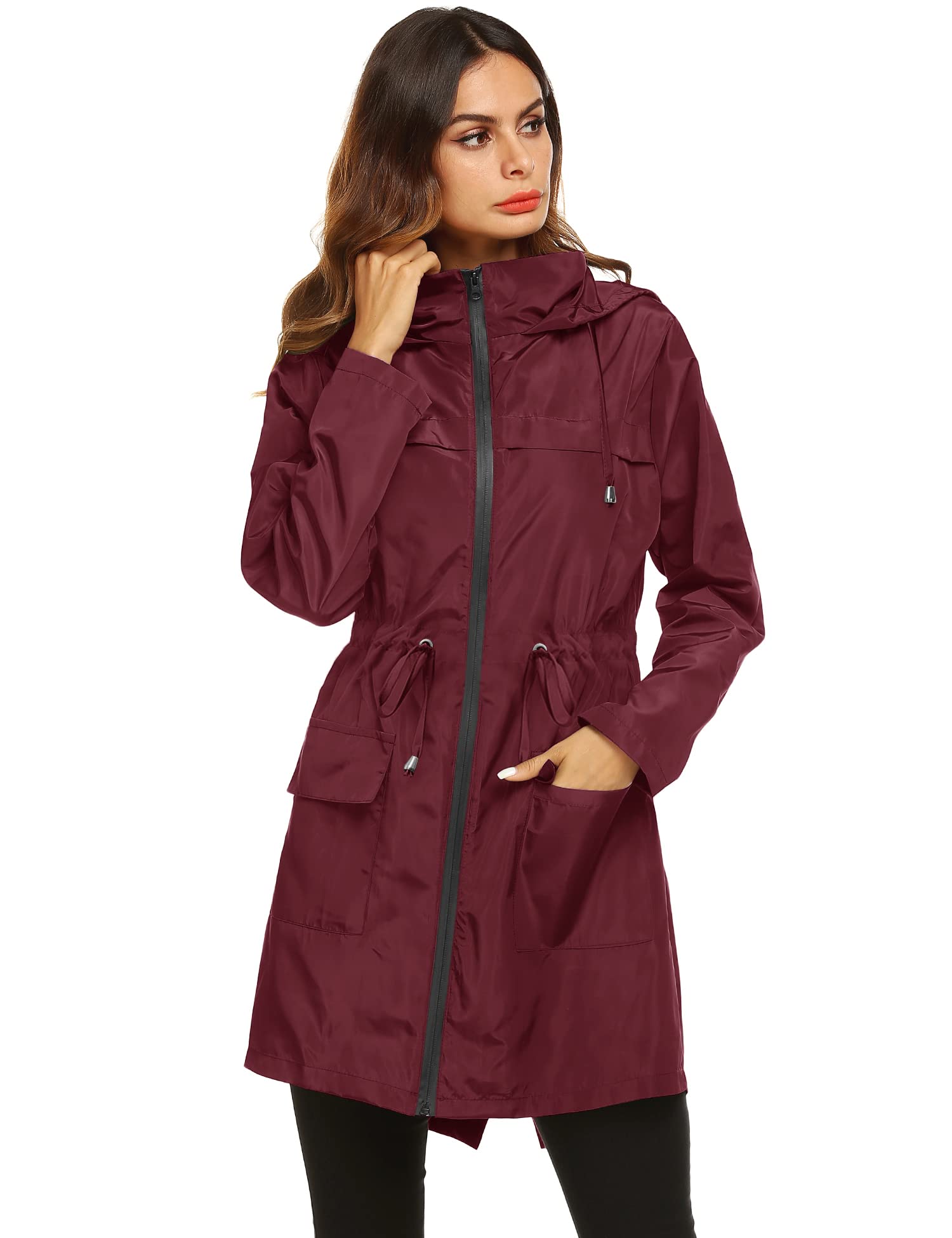 Foto 3 | Chubasquero Lomon Impermeable Para Mujer, Color Rojo Vino, Talla M - Venta Internacional.