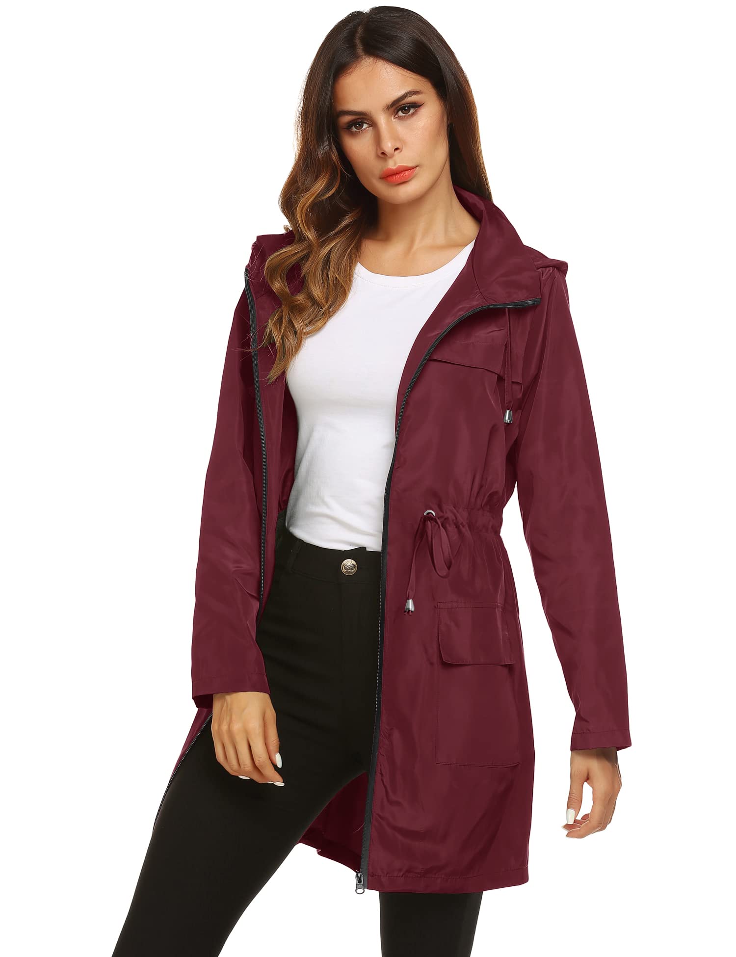 Foto 6 pulgar | Chubasquero Lomon Impermeable Para Mujer, Color Rojo Vino, Talla M - Venta Internacional.