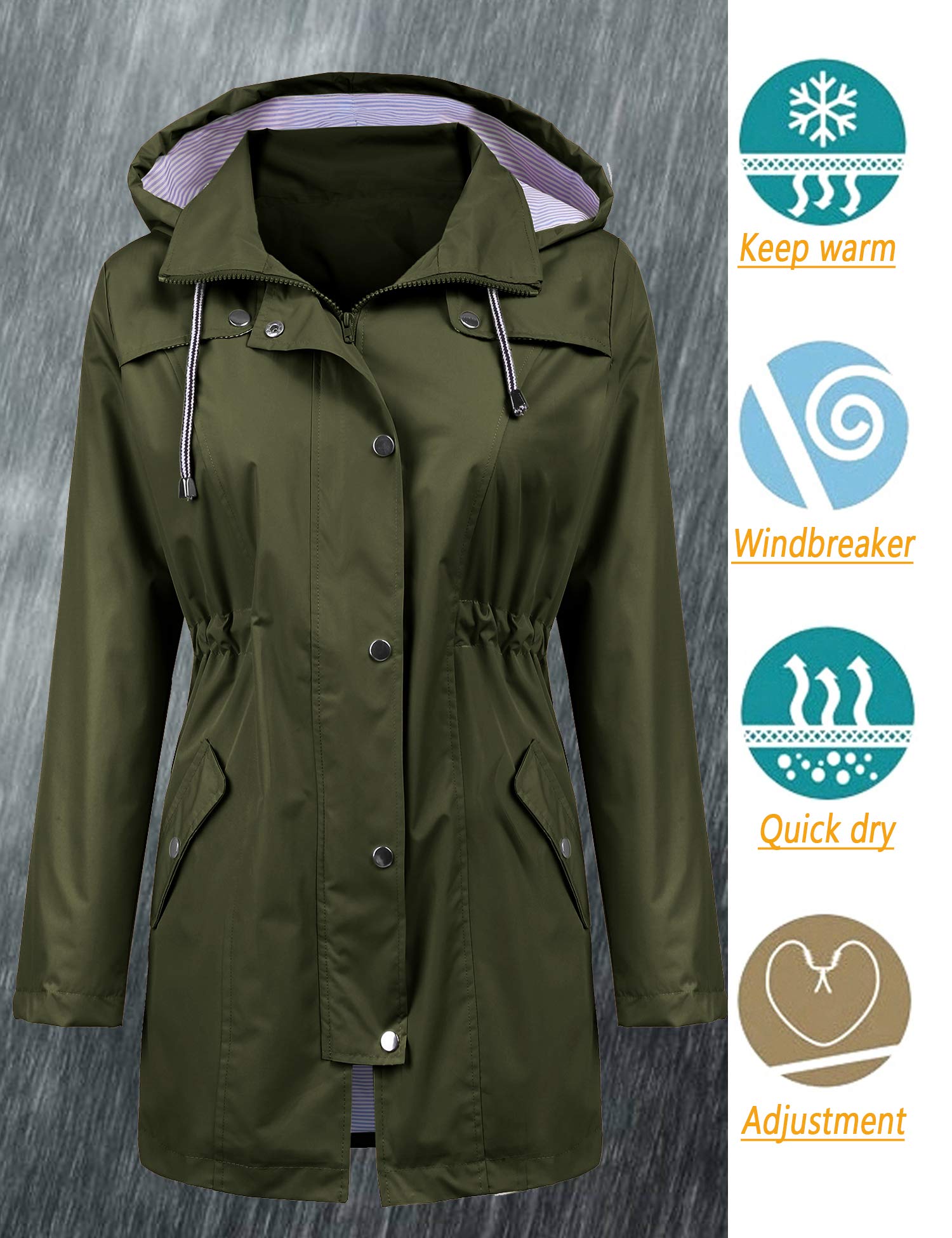 Foto 3 pulgar | Gabardina Impermeable Lomon Con Capucha Larga Para Mujer - Venta Internacional.