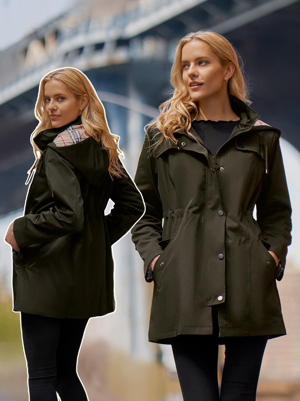 Foto 3 | Chaqueta Impermeable Saphirose Para Mujer, Color Verde Militar, Impermeable, Xxl - Venta Internacional.