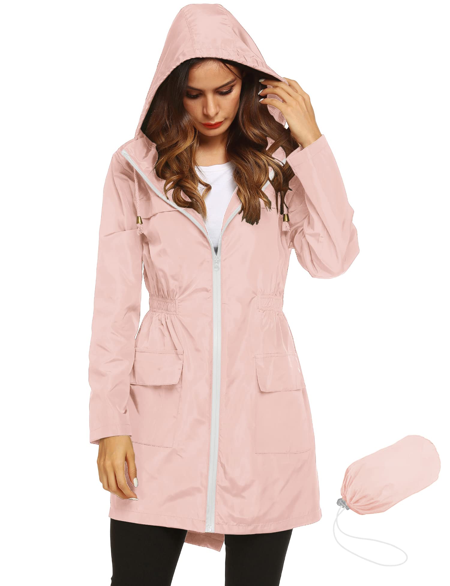 Foto 2 pulgar | Chubasquero Lomon Waterproof Para Mujer Al Aire Libre Rosa Talla M - Venta Internacional.