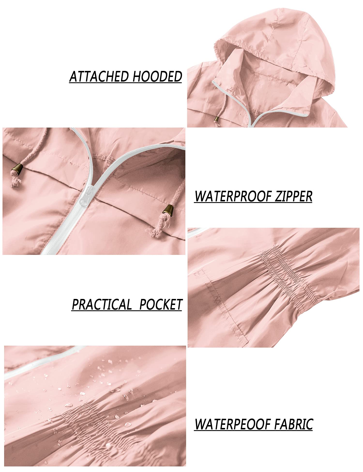 Foto 7 pulgar | Chubasquero Lomon Waterproof Para Mujer Al Aire Libre Rosa Talla M - Venta Internacional.