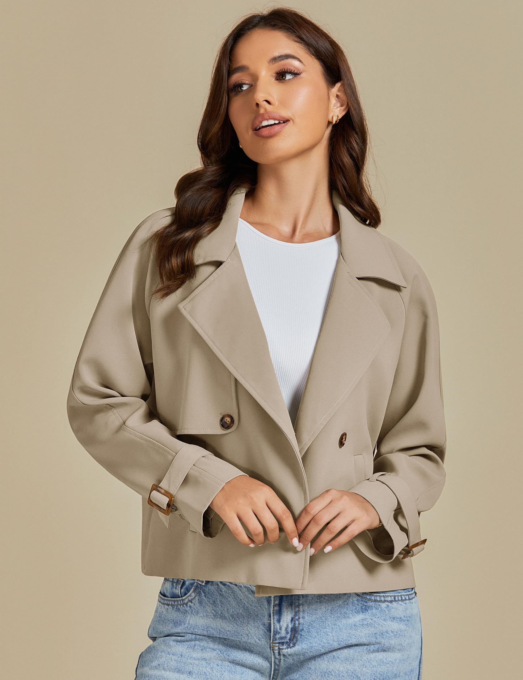 Foto 5 pulgar | Chaqueta Luvamia Trenchcoat Para Mujer, Ropa De Otoño, Color Marrón Claro - Venta Internacional.