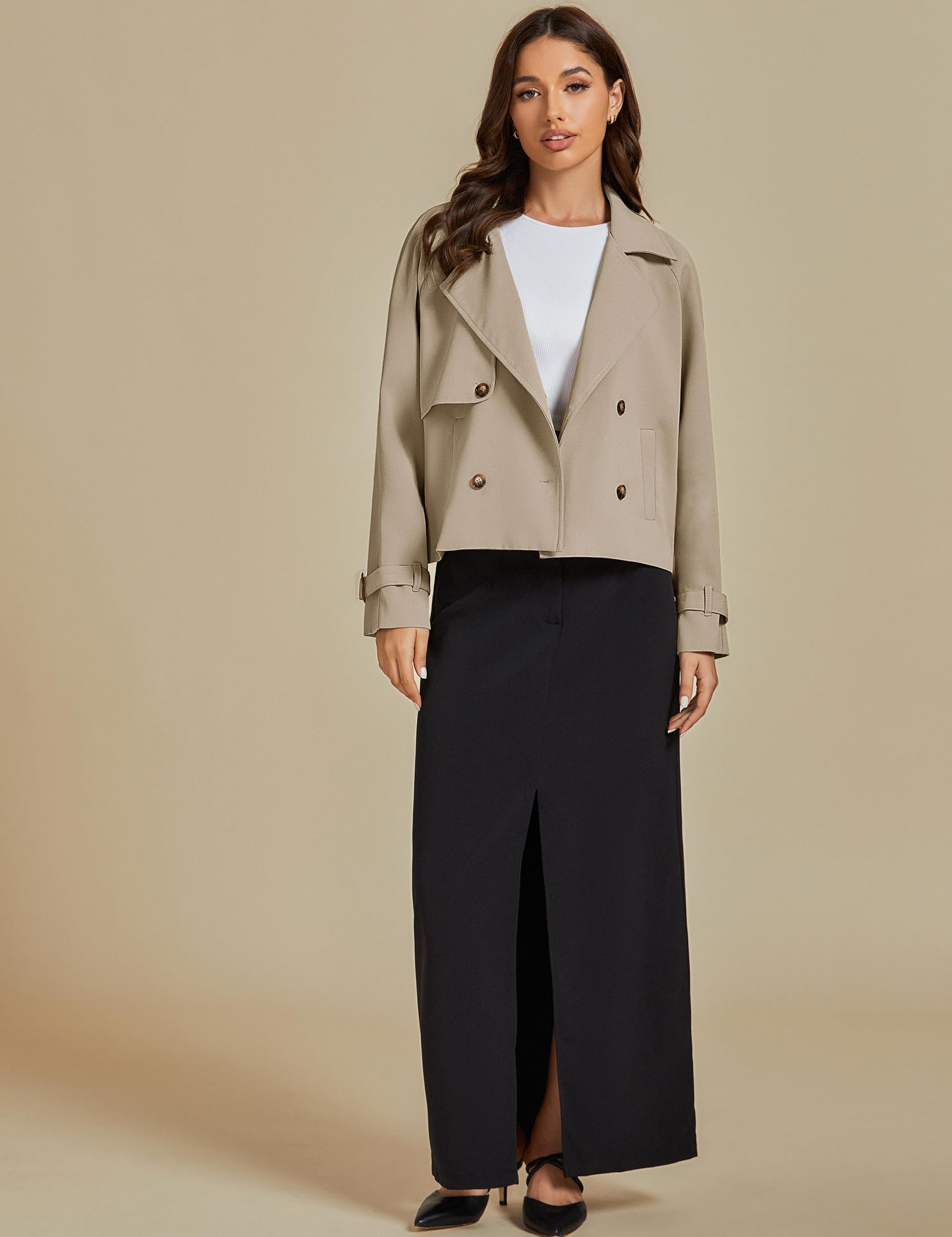 Foto 8 pulgar | Chaqueta Luvamia Trenchcoat Para Mujer, Ropa De Otoño, Color Marrón Claro - Venta Internacional.