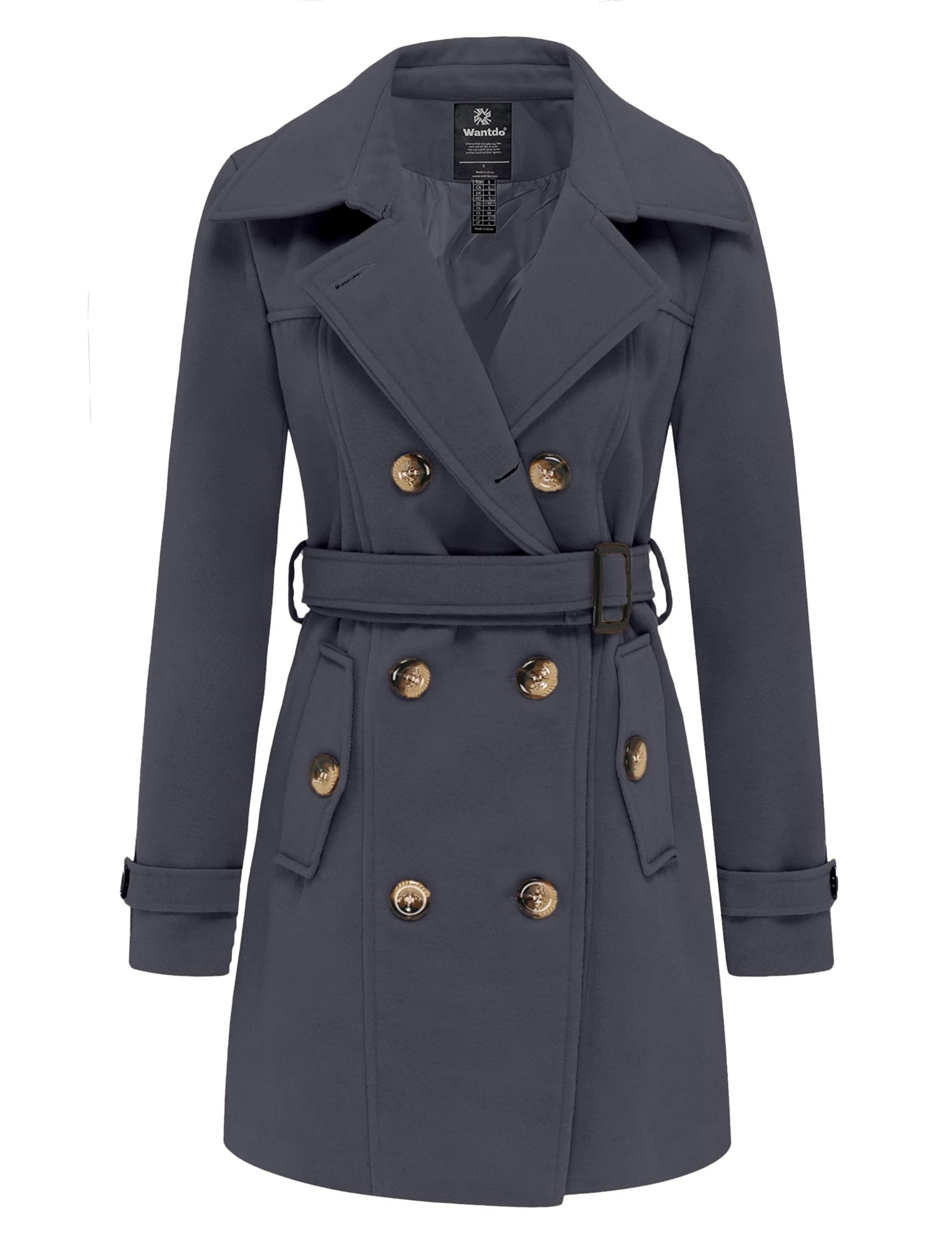 Foto 1 | Gabardina Wantdo Para Mujer, Doble Botonadura, Color Gris Primaveral, Xl - Venta Internacional.