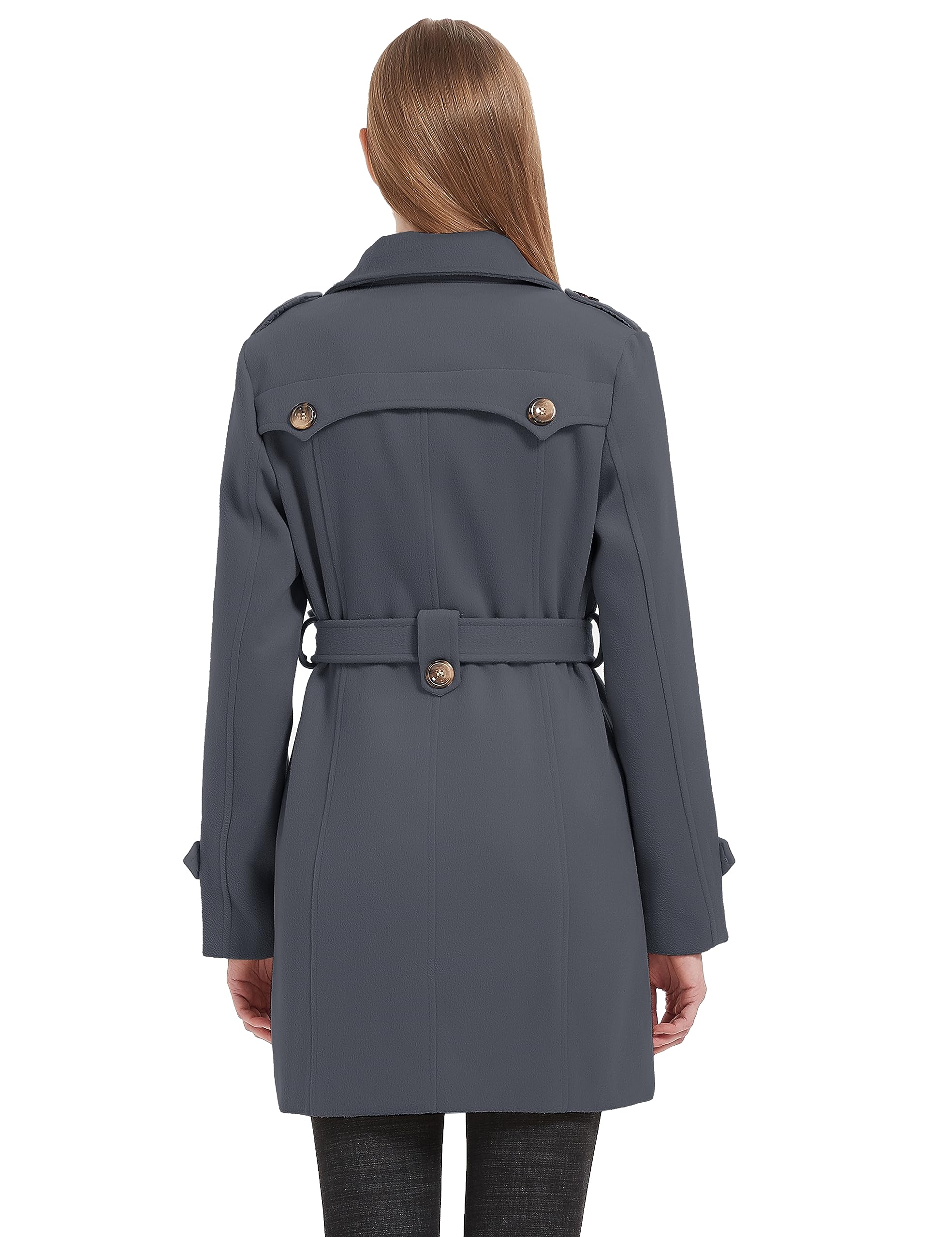 Foto 5 pulgar | Gabardina Wantdo Para Mujer, Doble Botonadura, Color Gris Primaveral, Xl - Venta Internacional.