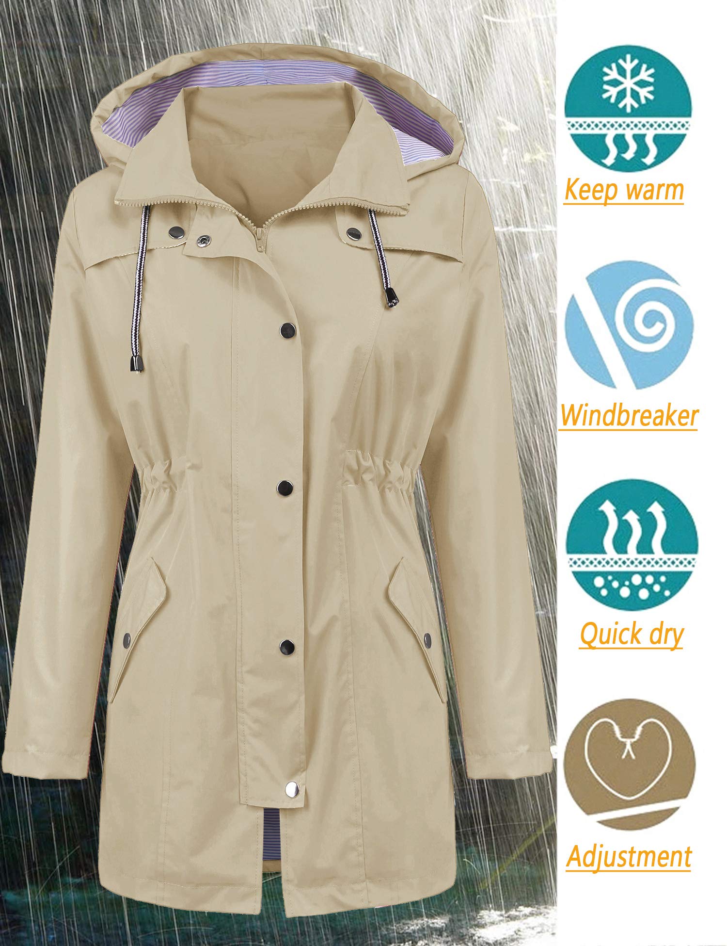 Foto 3 pulgar | Gabardina Impermeable Lomon Con Capucha Larga Para Mujer - Venta Internacional.