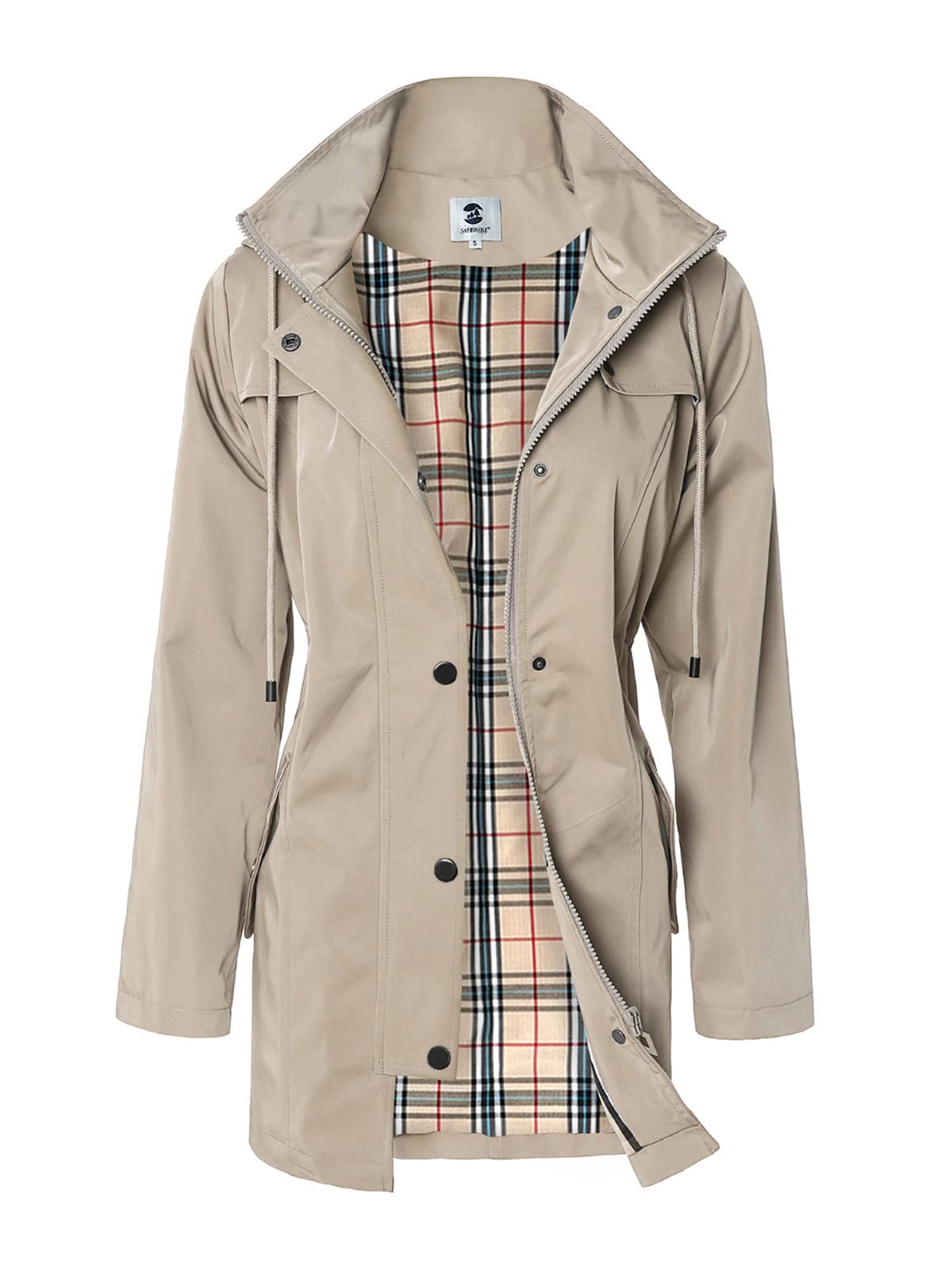 Foto 1 | Chaqueta Impermeable Saphirose Para Mujer, Con Capucha Larga, Caqui - Venta Internacional.