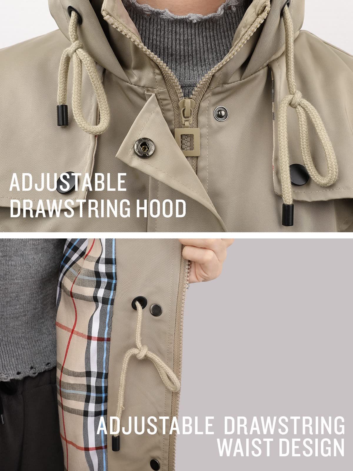 Foto 6 | Chaqueta Impermeable Saphirose Para Mujer, Con Capucha Larga, Caqui - Venta Internacional.