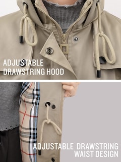 Foto 6 | Chaqueta Impermeable Saphirose Para Mujer, Con Capucha Larga, Caqui - Venta Internacional.