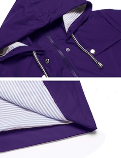 Foto 4 | Gabardina Impermeable Lomon Con Capucha Larga, Color Morado, Xxl - Venta Internacional.