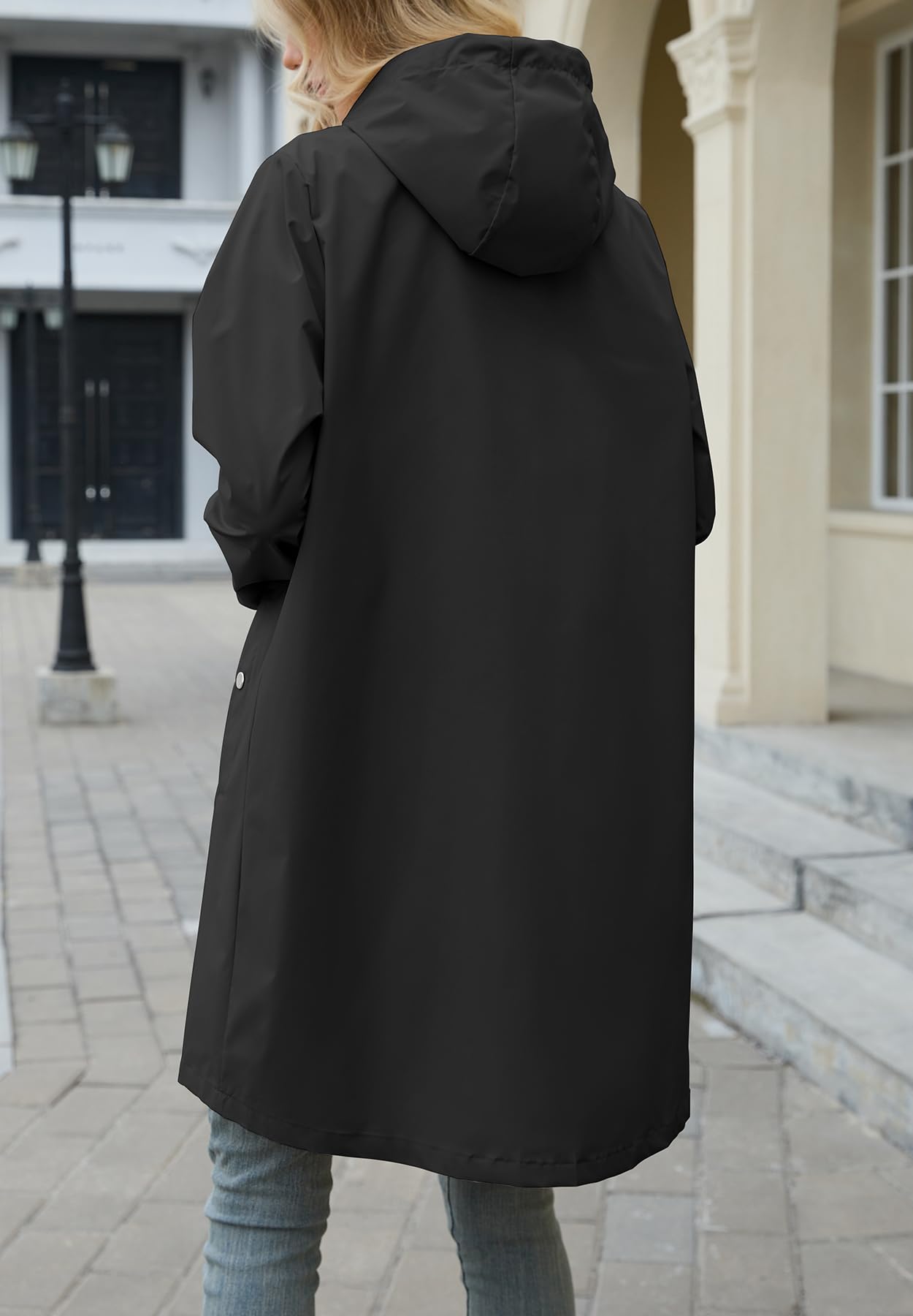 Foto 8 pulgar | Chubasquero Zando Impermeable Largo Para Mujer Negro Xl - Venta Internacional.