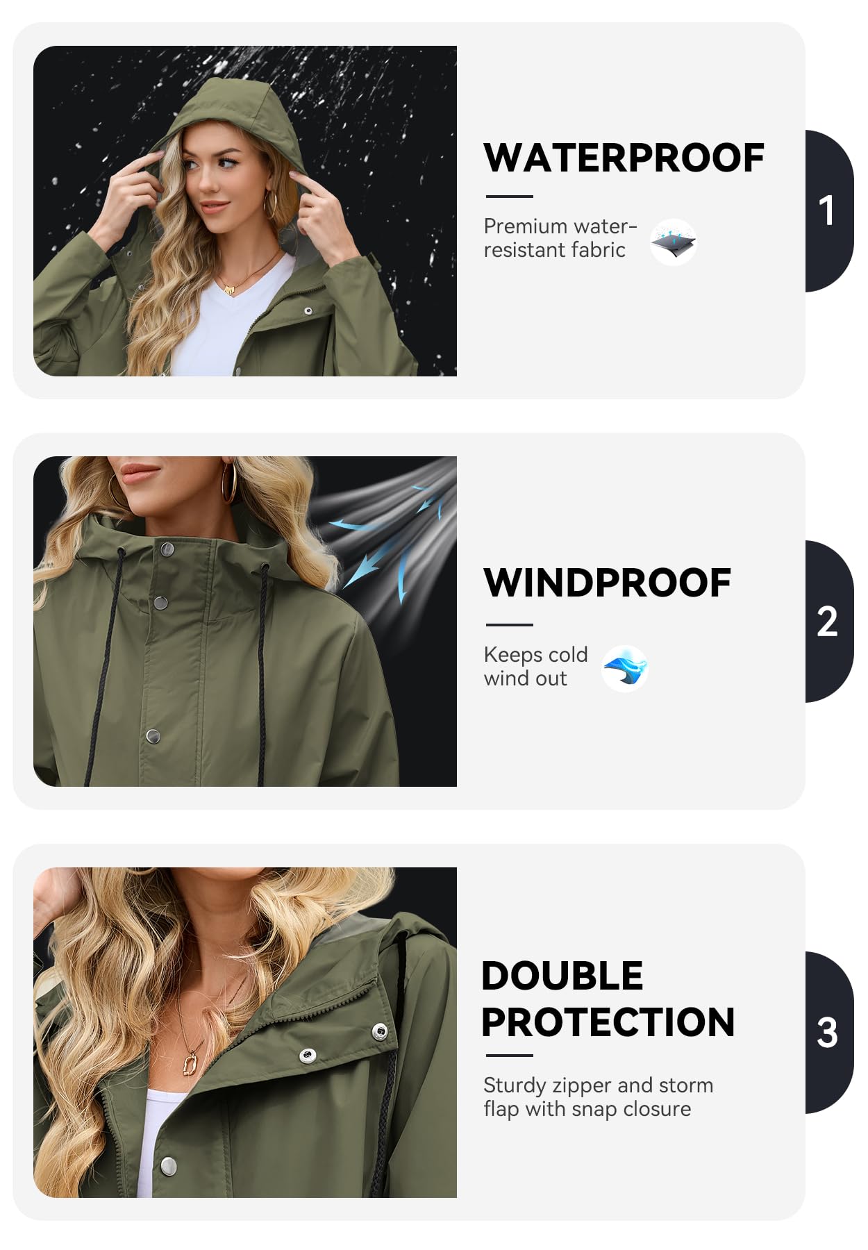 Foto 2 | Chubasquero Largo Impermeable Zando Para Mujer - Venta Internacional.