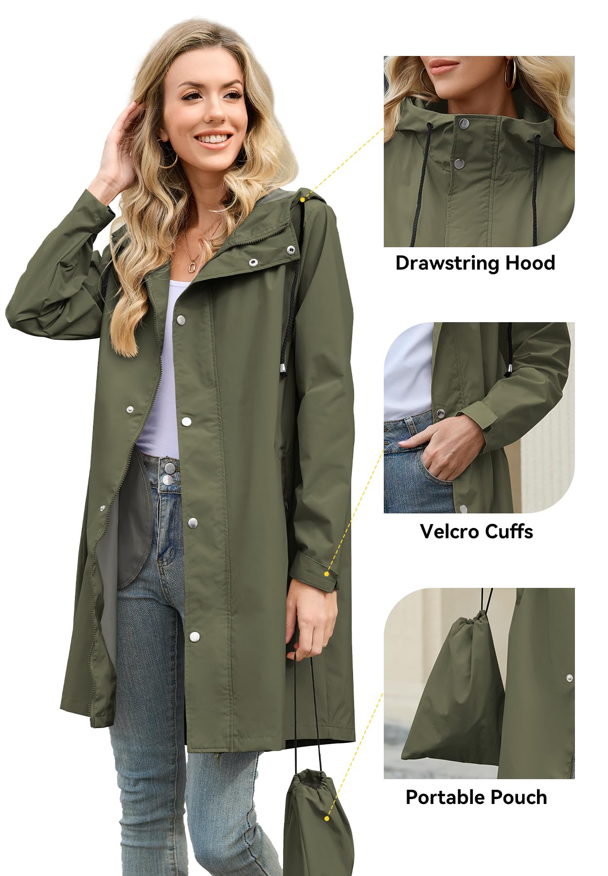 Foto 5 pulgar | Chubasquero Largo Impermeable Zando Para Mujer - Venta Internacional.