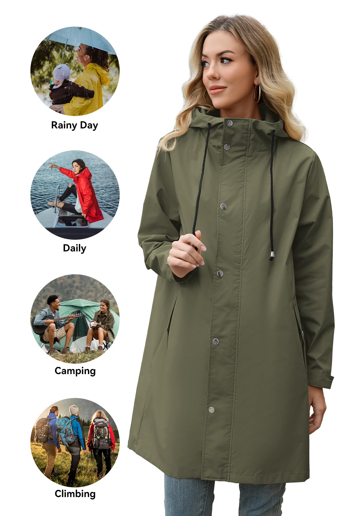 Foto 6 pulgar | Chubasquero Largo Impermeable Zando Para Mujer - Venta Internacional.