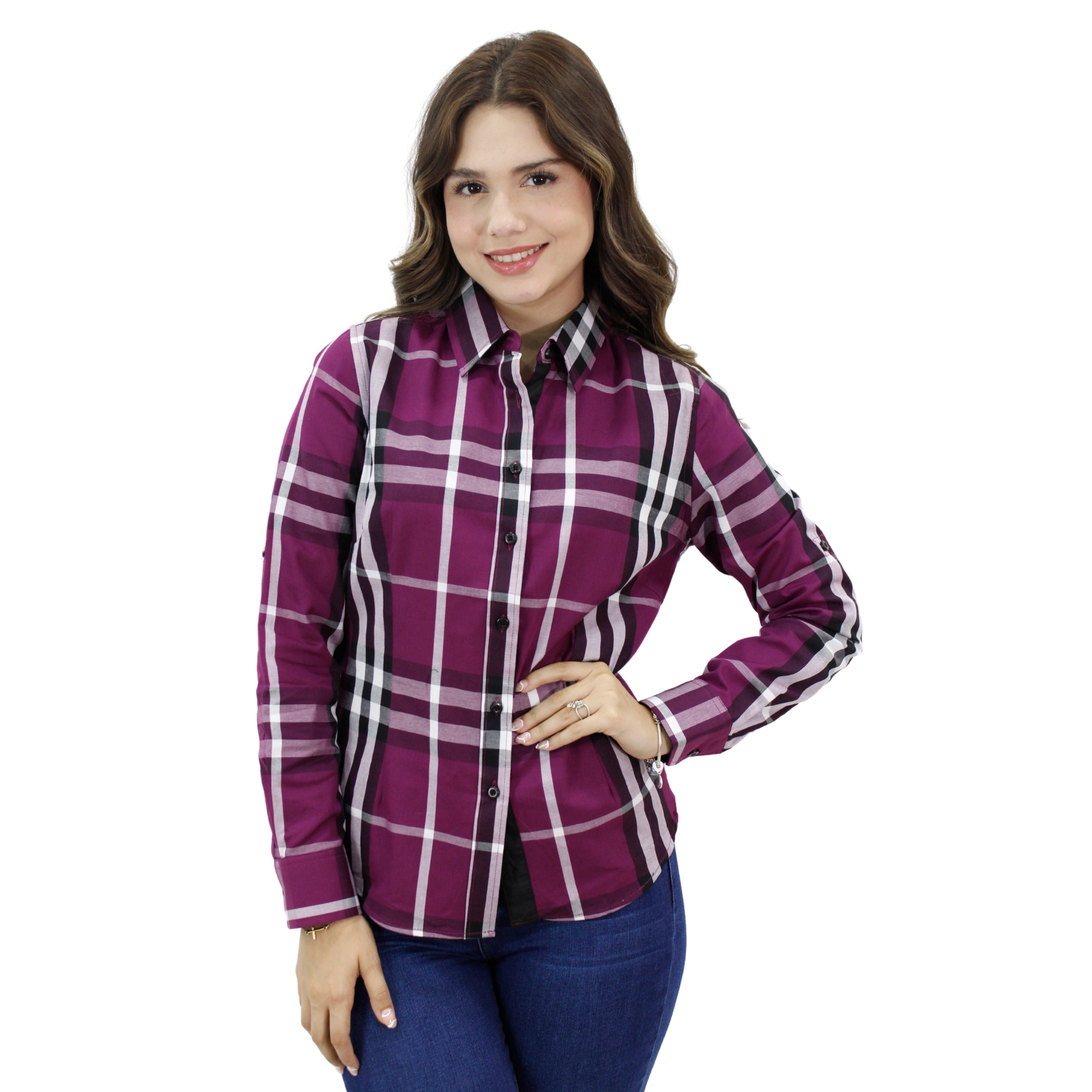 Camisa Ravalli Gsh-520-21 color Vino para Mujer