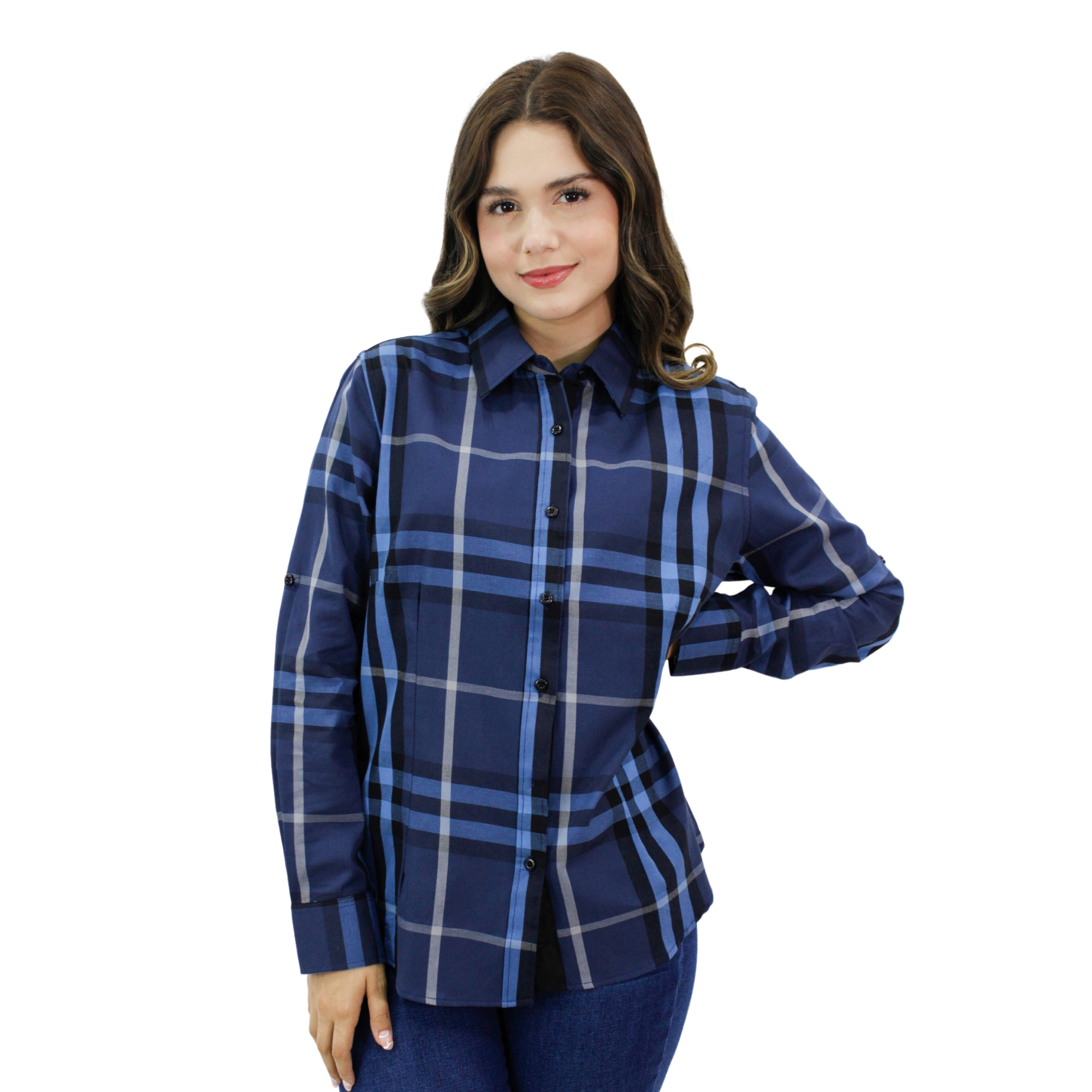 Foto 2 pulgar | Camisa Ravalli Gsh-520-75 color Azul Marino para Mujer