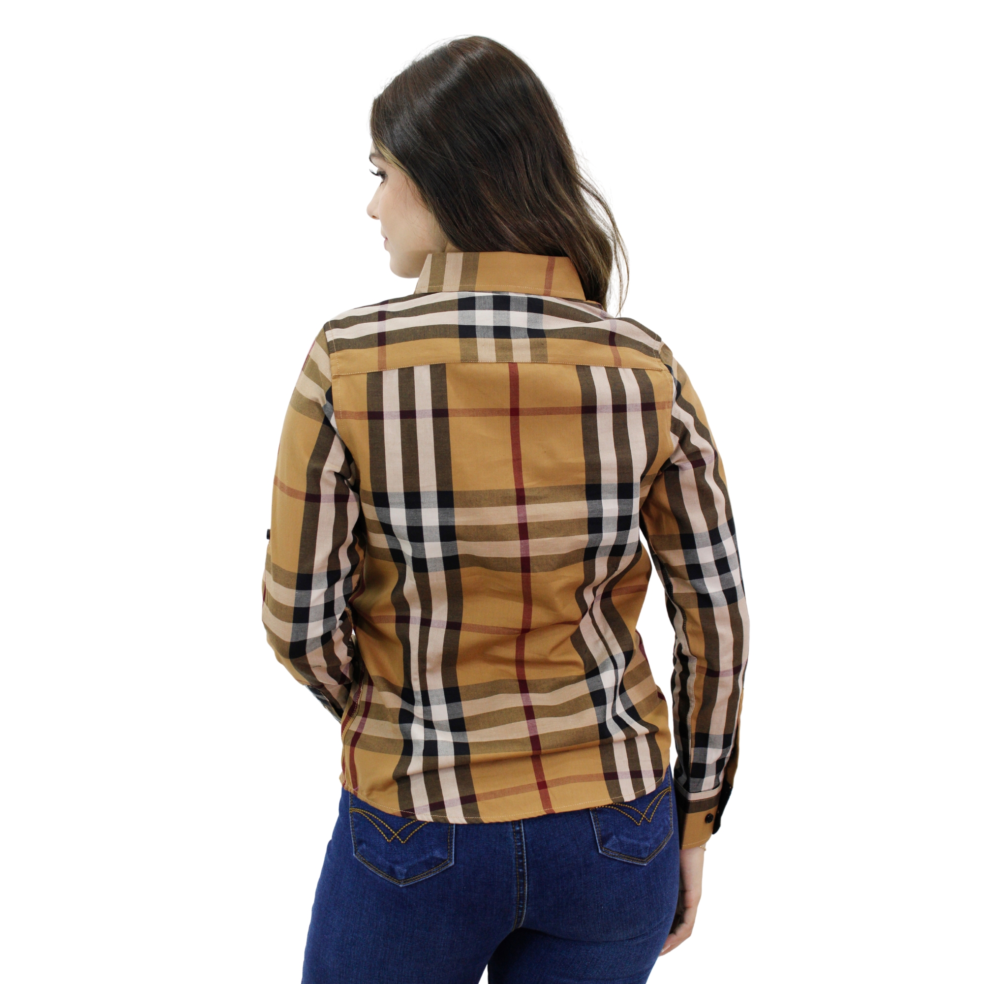 Foto 3 pulgar | Camisa Ravalli Gsh52054 Manga Larga color Café para Mujer