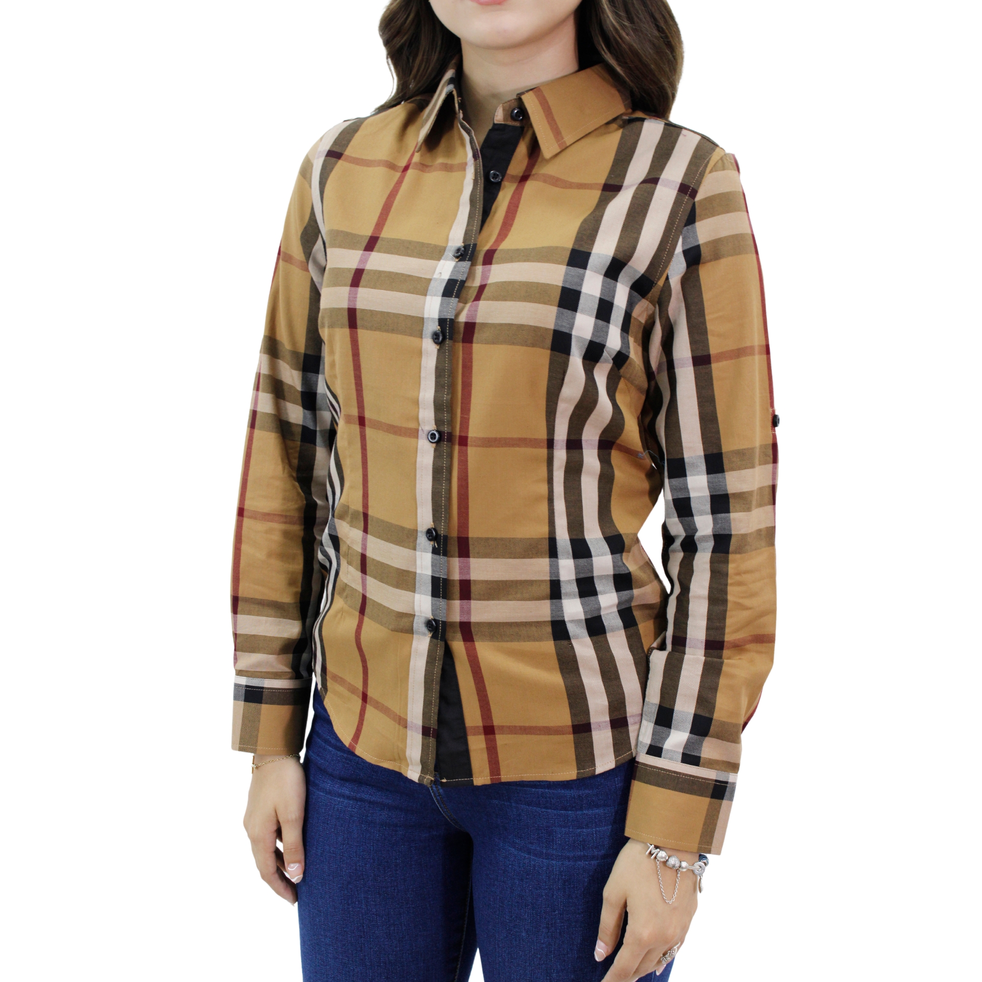 Foto 4 pulgar | Camisa Ravalli Gsh52054 Manga Larga color Café para Mujer