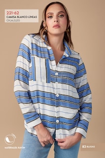 Foto 3 | Camisa Devendi Color Azul Estampado Líneas